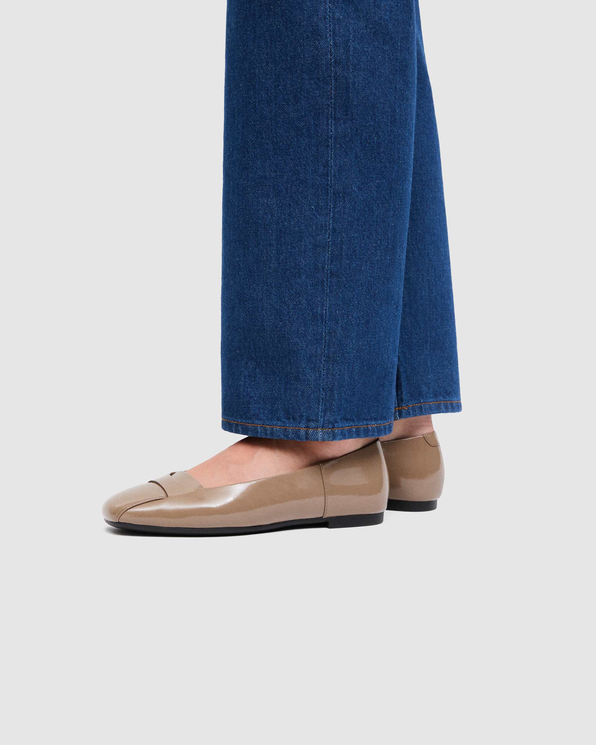 Women's ECCO® Margot Leather Ballerina Flat - Brown - Lifestyle image-1