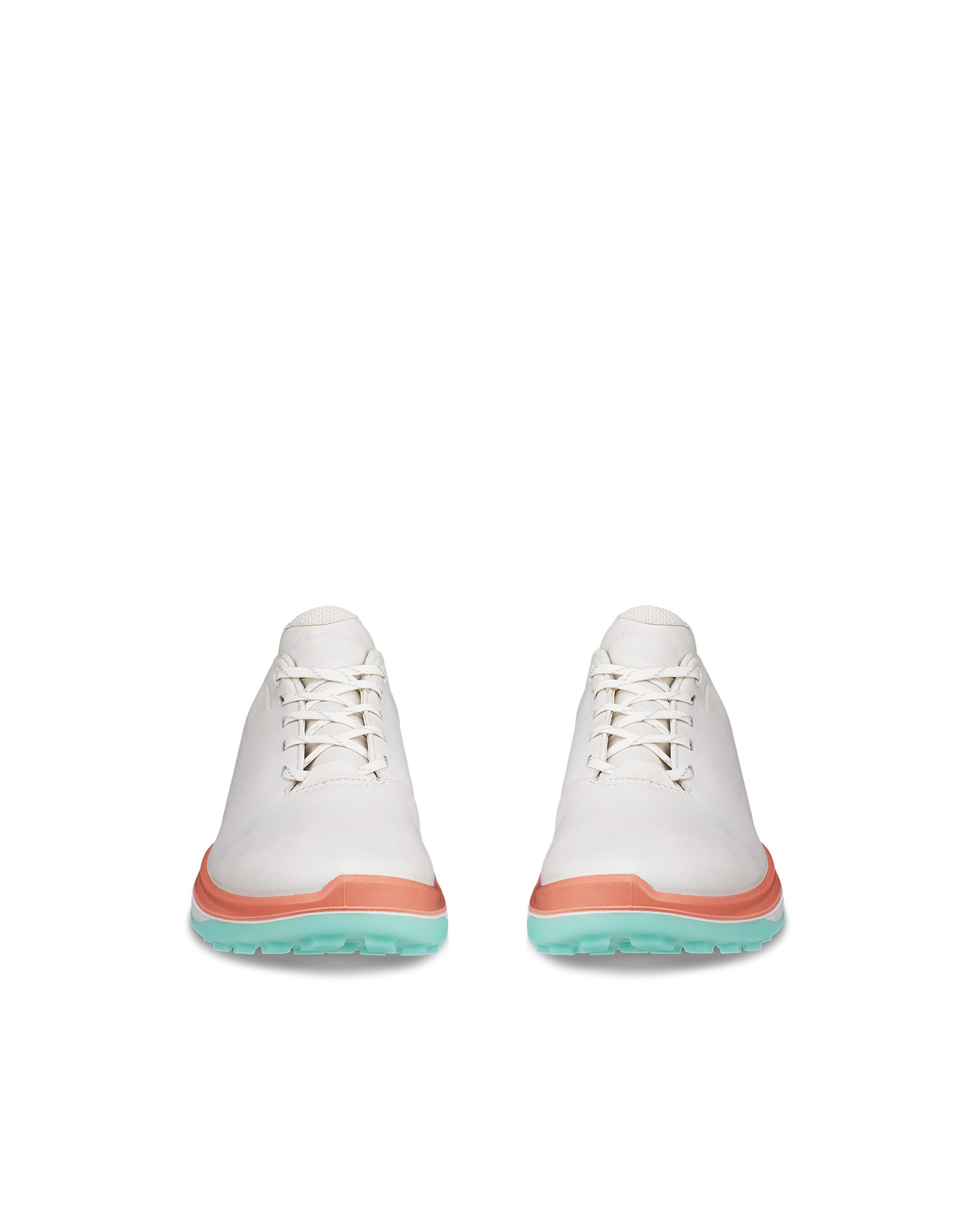 ECCO LT1 GOLF LACE Women ウィメンズ レザーウォータープルーフゴルフシューズ - ホワイト - Front pair