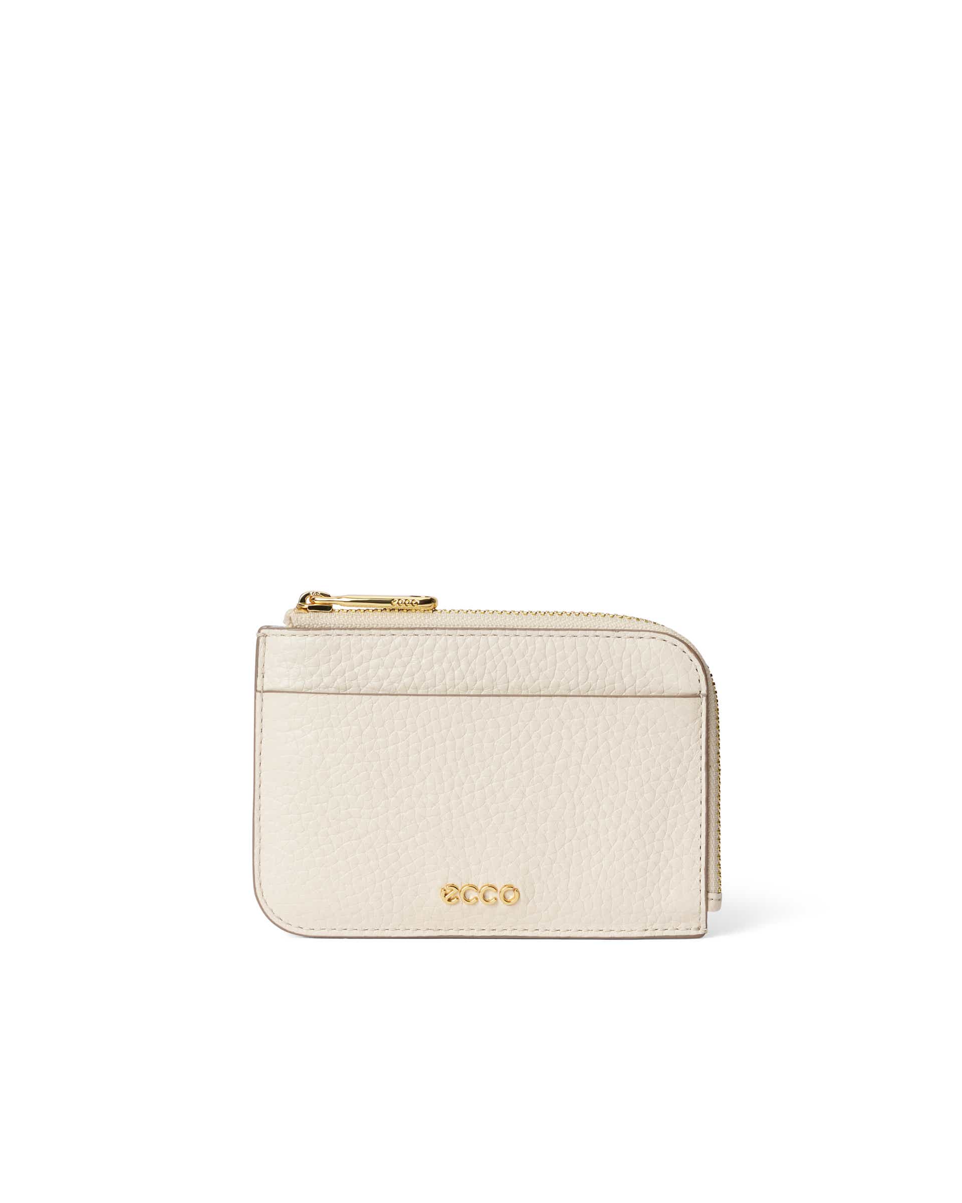 ECCO® Zipped Pebbled Leather Card Case - Beige - Main
