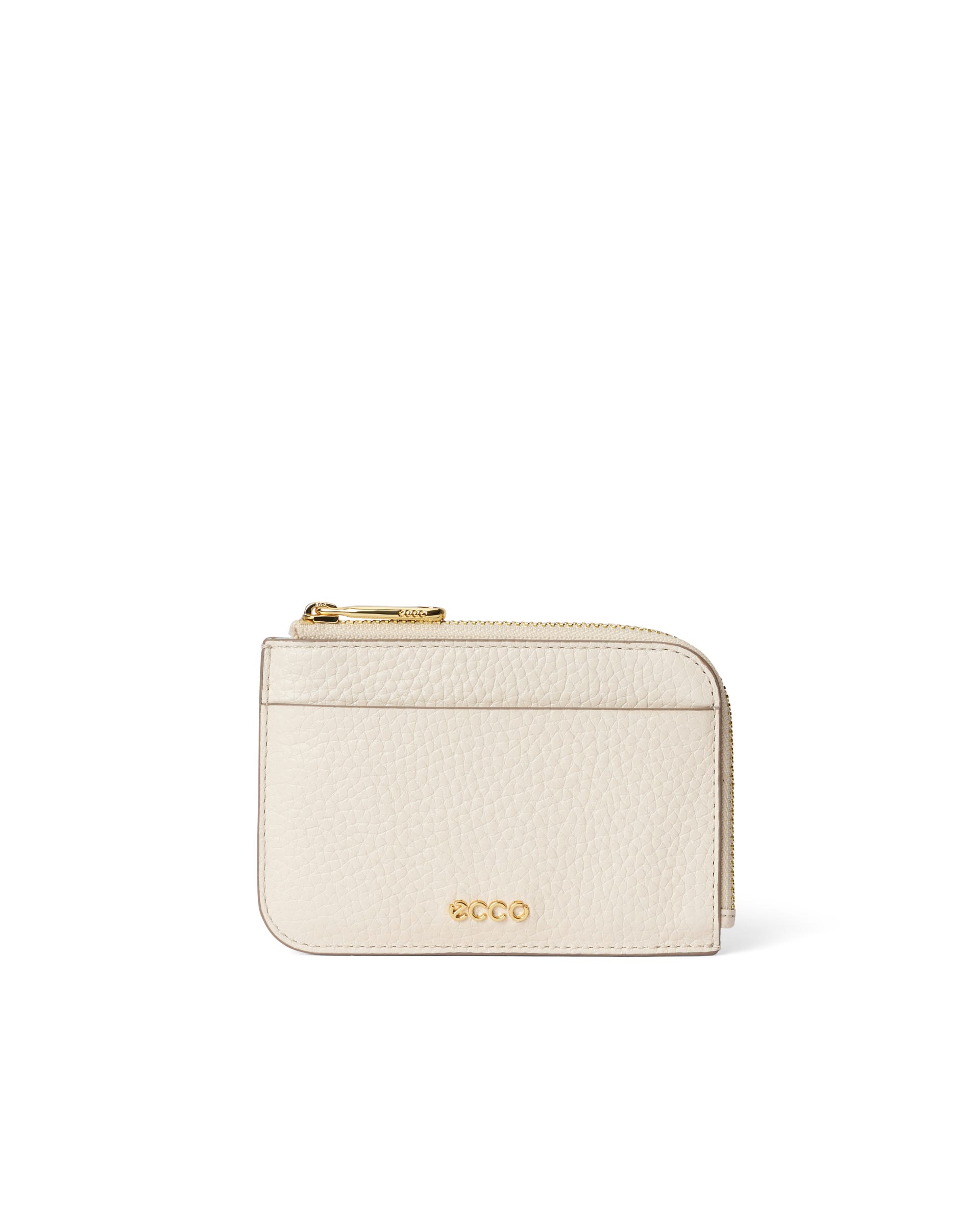 ECCO® Zipped Pebbled Leather Card Case - Beige - Main
