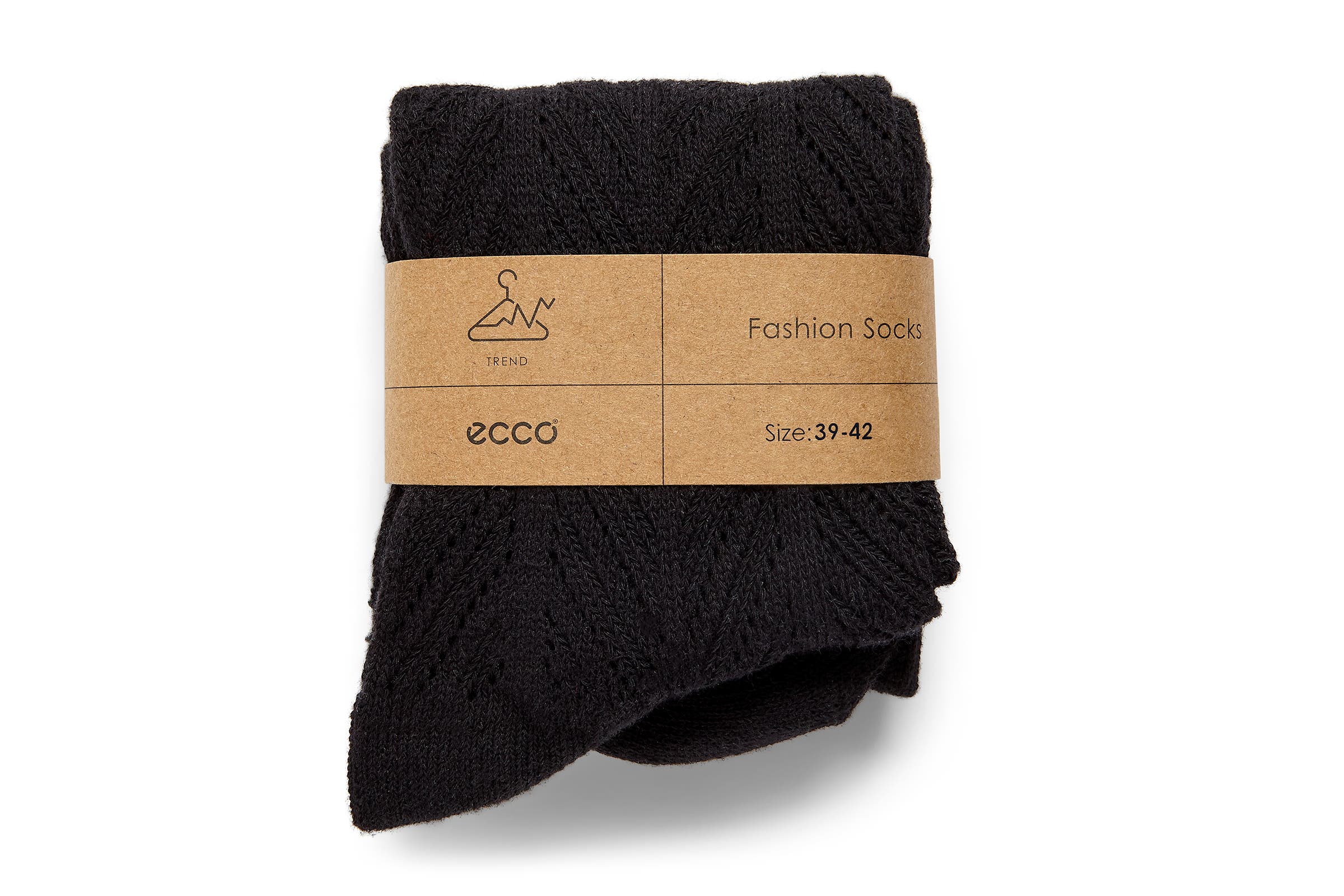 Women's ECCO® Herringbone Crew Socks - Black - Detail-1