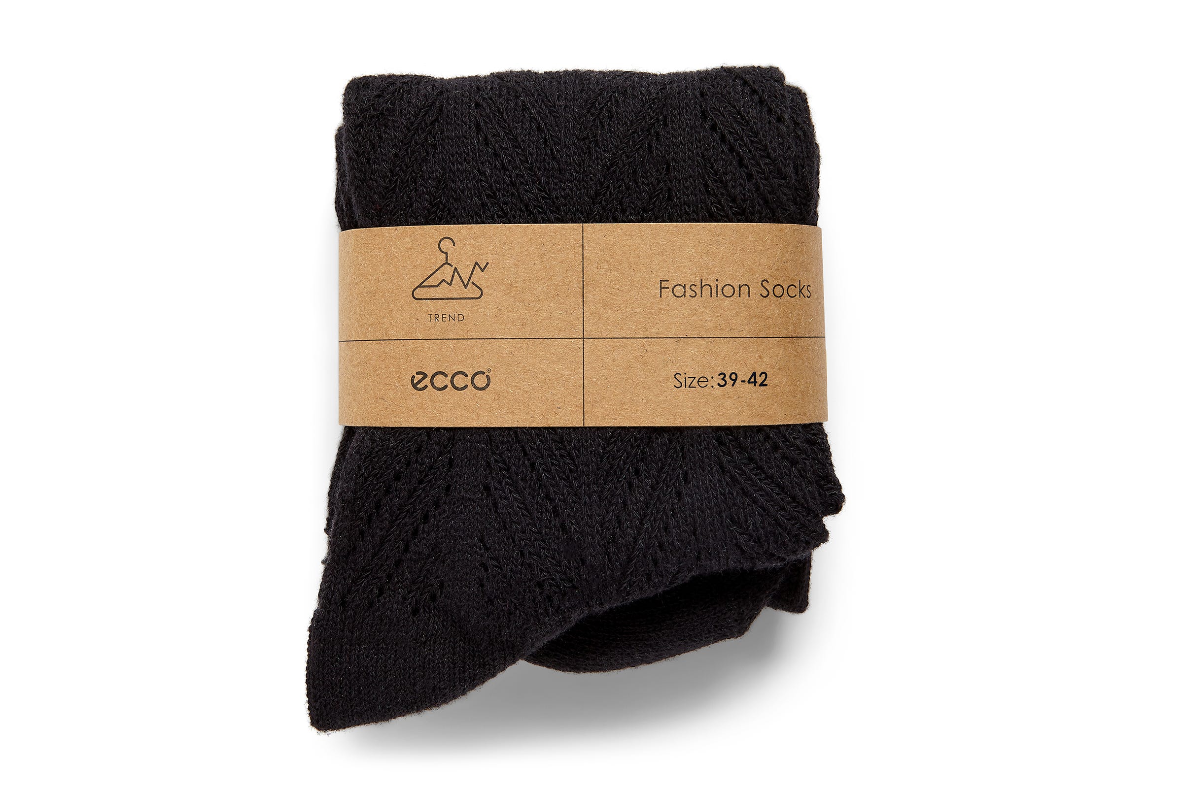 Women's ECCO® Herringbone Crew Socks - Black - Detail-1
