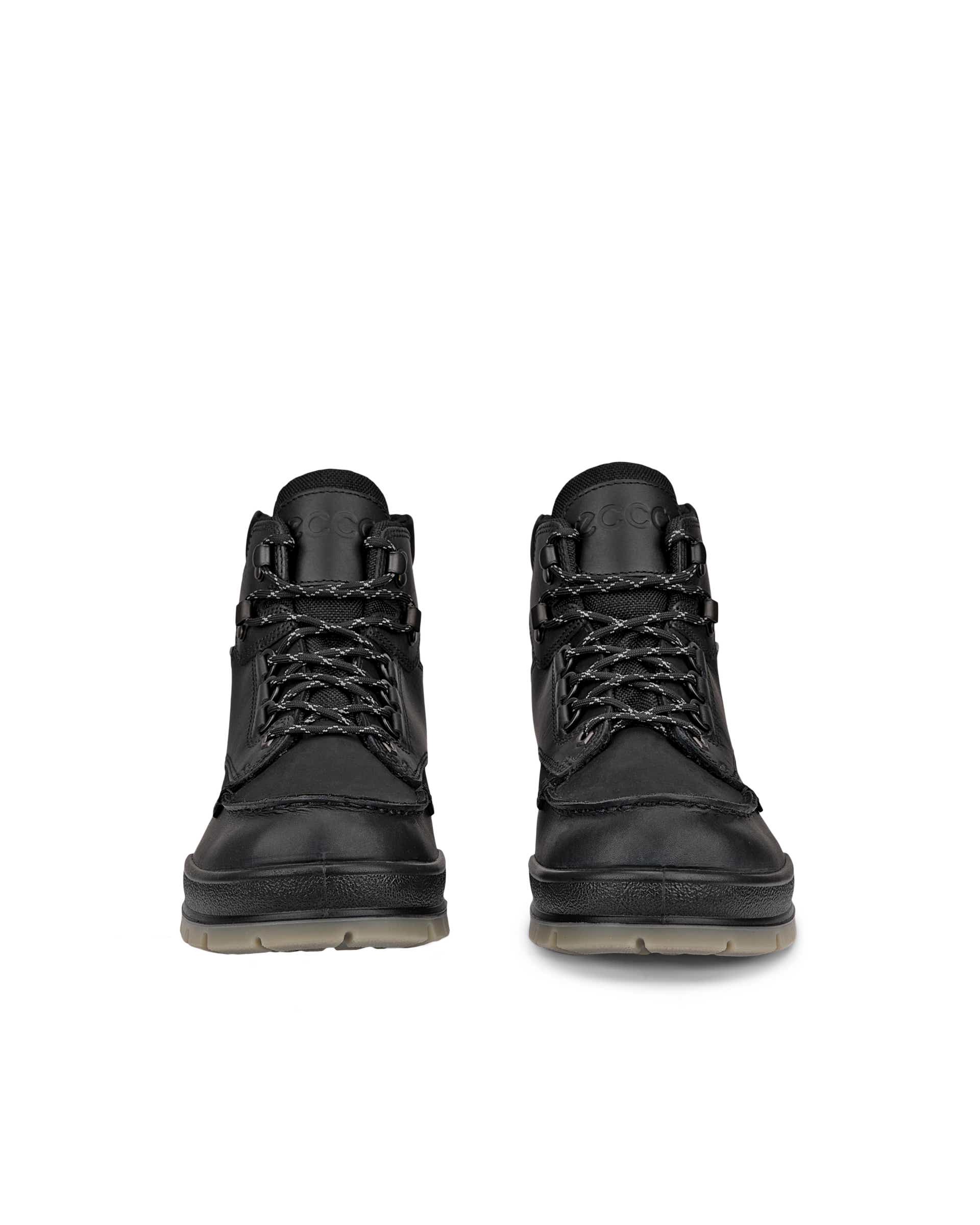 Men's ECCO® Track 25 Leather Gore-Tex Mid-Cut Boot - Black - Front pair