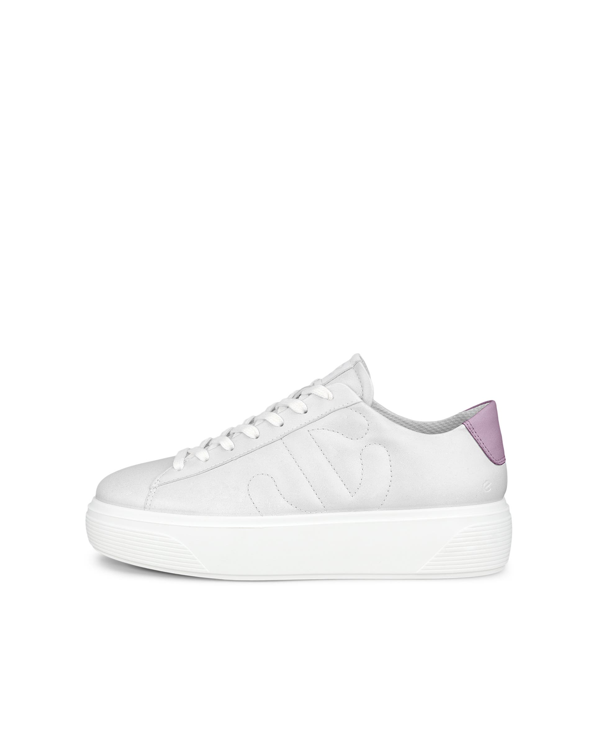 Women's ECCO® Street Platform Leather Platform Sneaker - White - Outside
