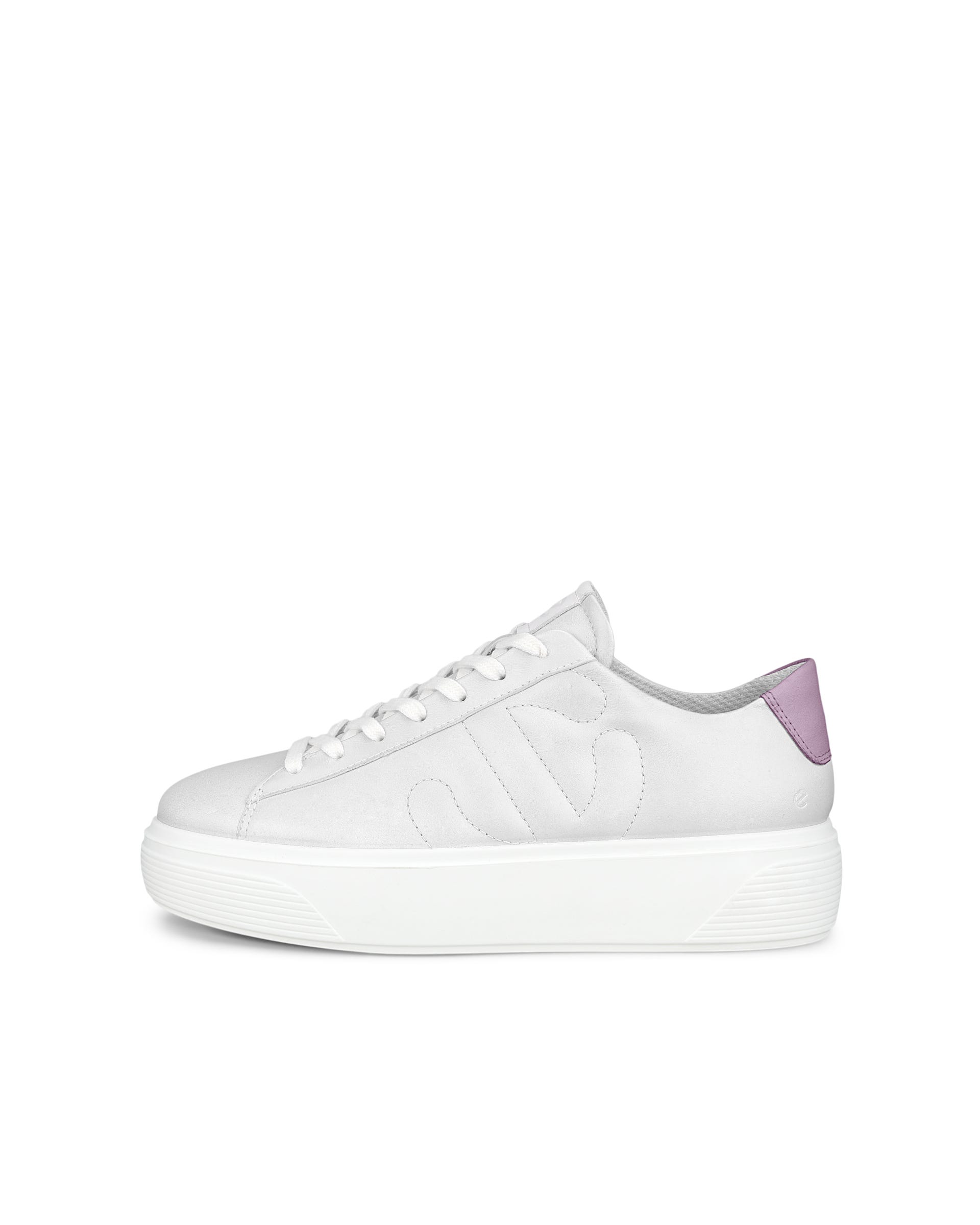Women's ECCO® Street Platform Leather Platform Sneaker - White - Outside