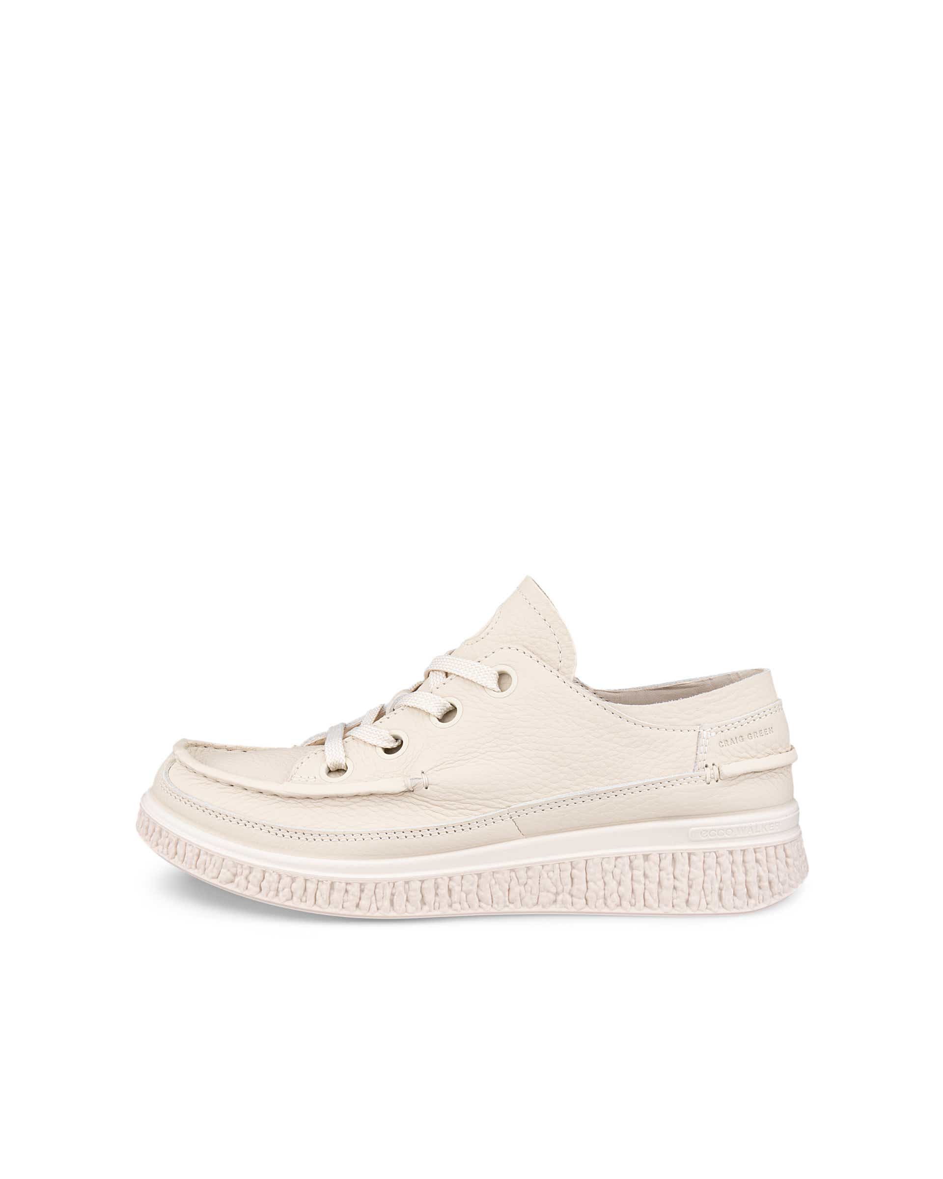 Men's ECCO® WALKER 3.0 Leather Moc-Toe Shoe - Beige - Outside