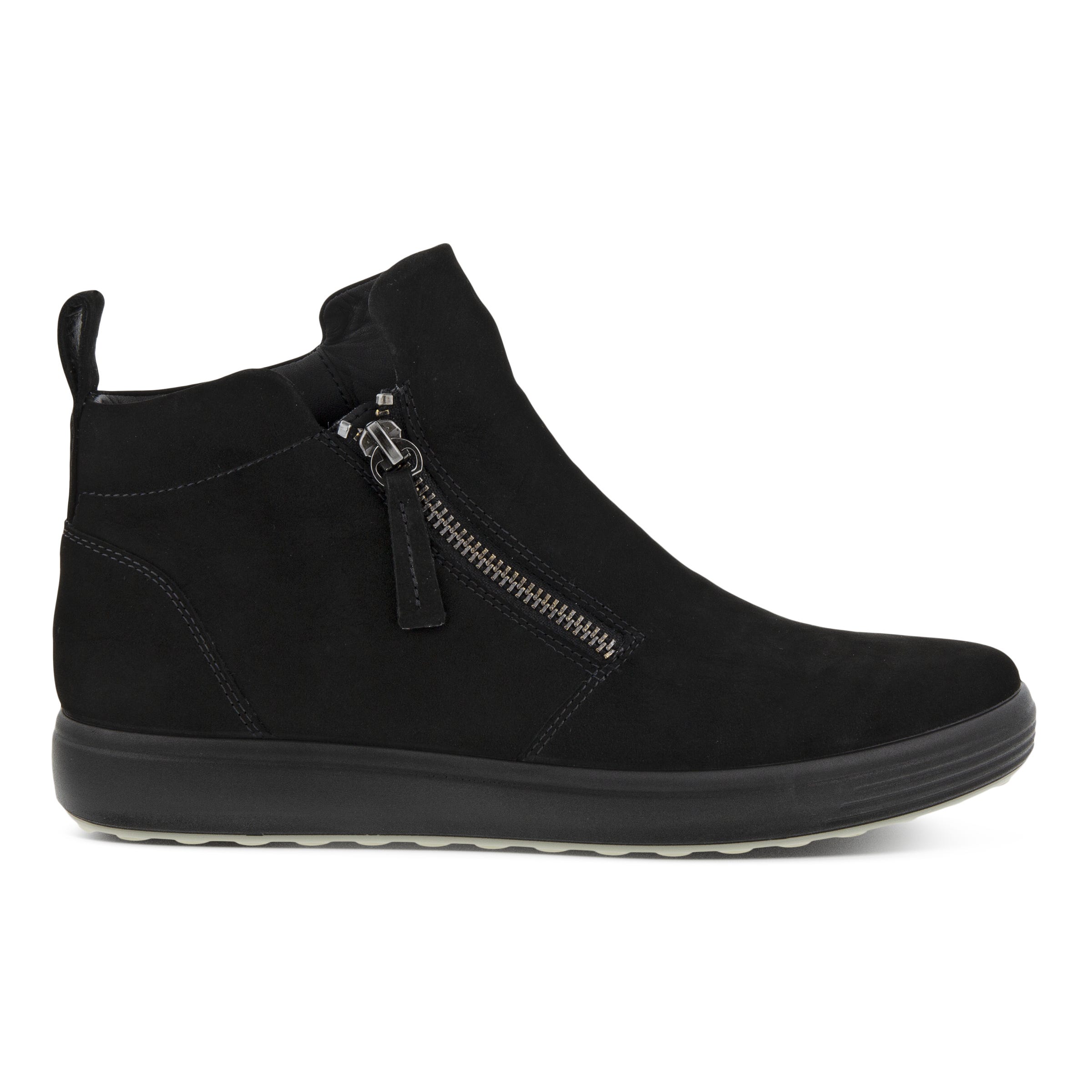Women's ECCO® Soft 7 Nubuck Ankle Boot - Black - Outside