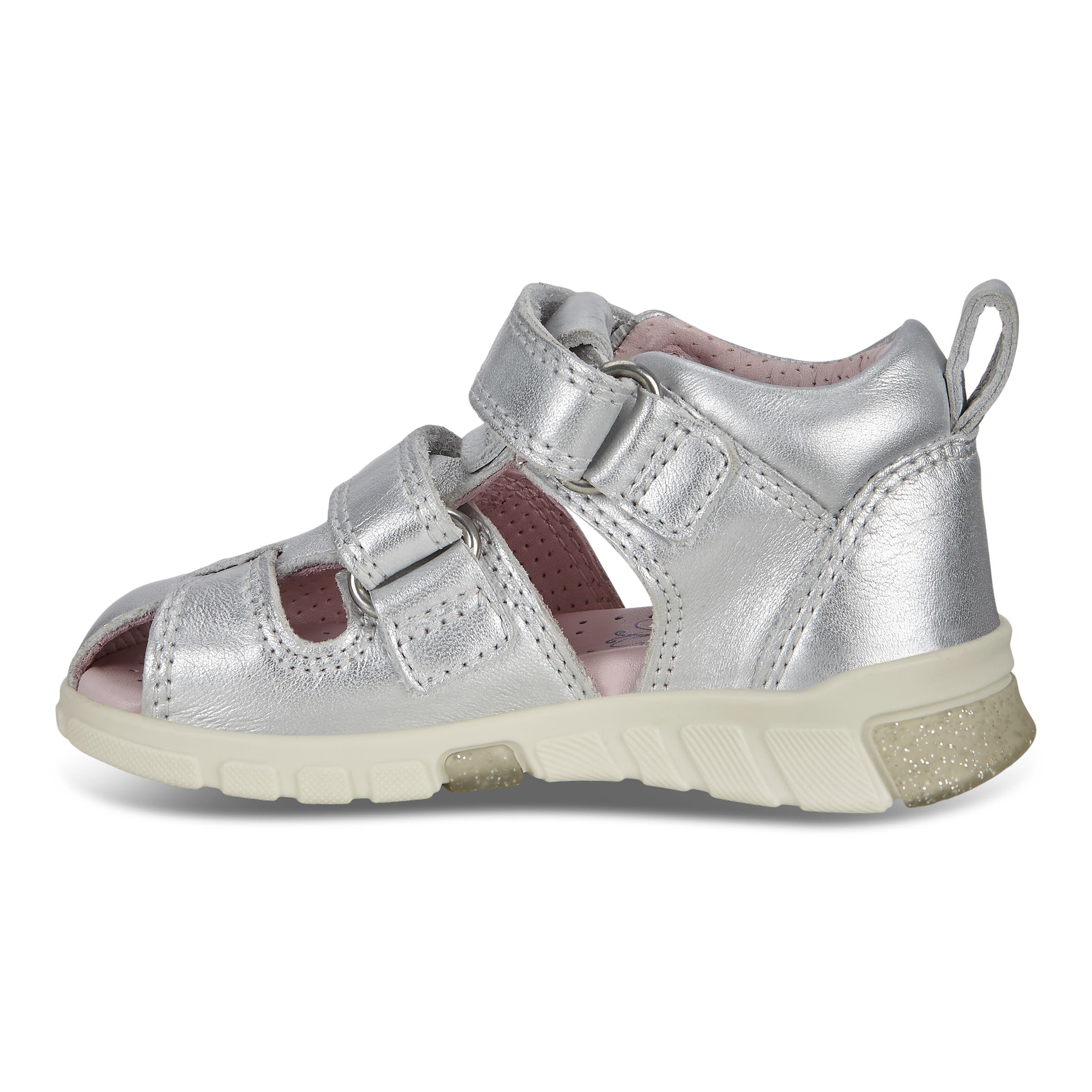 Kids' ECCO® Mini Stride Leather Fisherman Sandal - Metallics - Inside