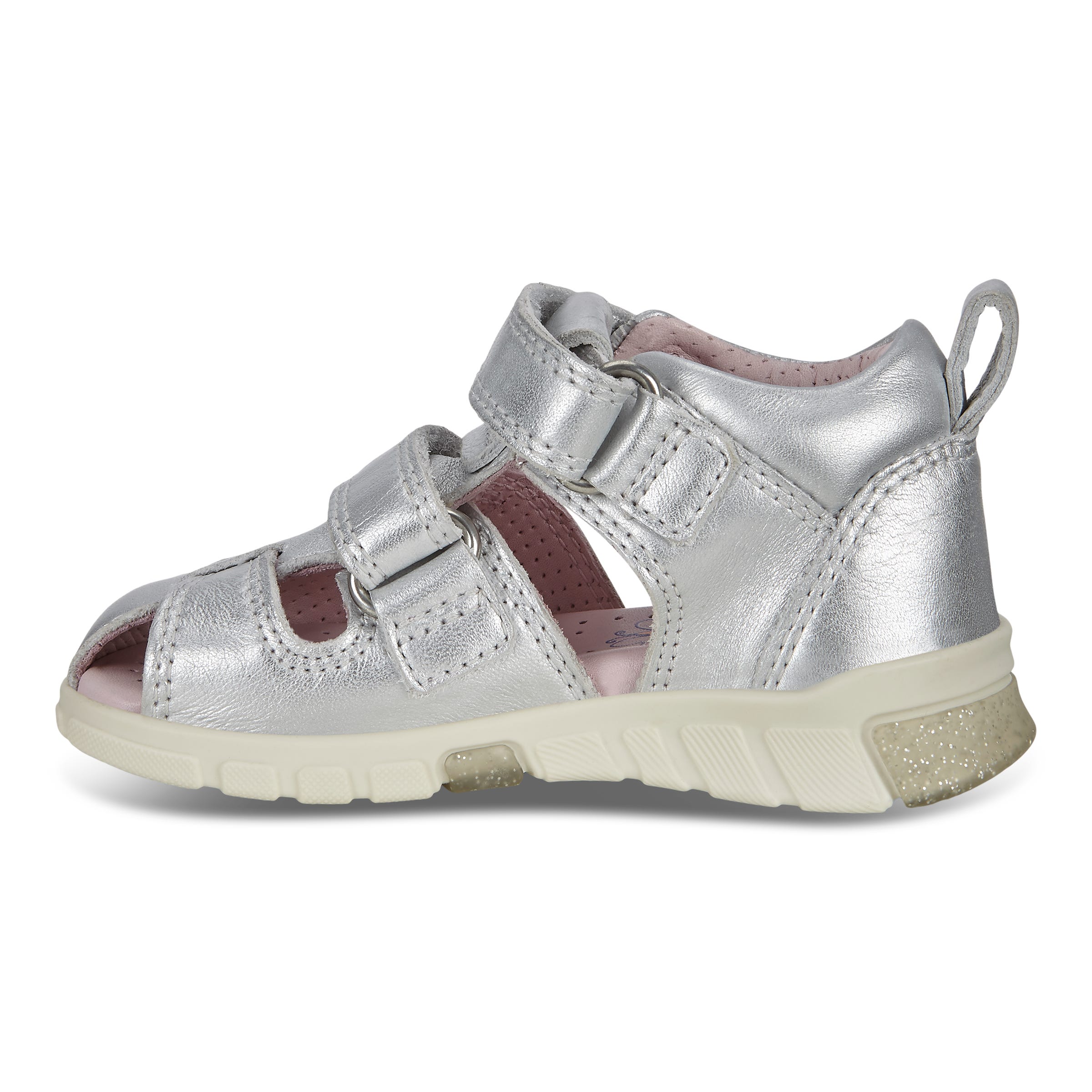 Kids' ECCO® Mini Stride Leather Fisherman Sandal - Metallics - Inside