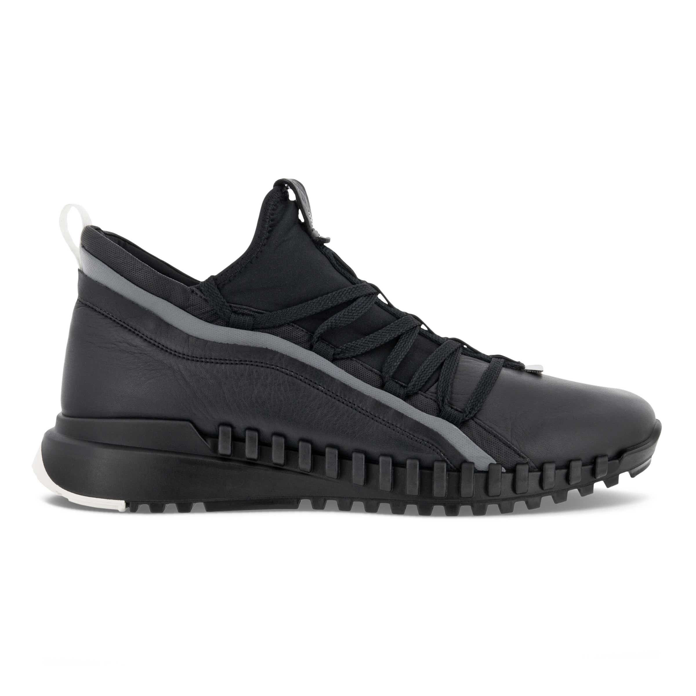 Men's ECCO® Zipflex Leather Sneaker - Black - Outside