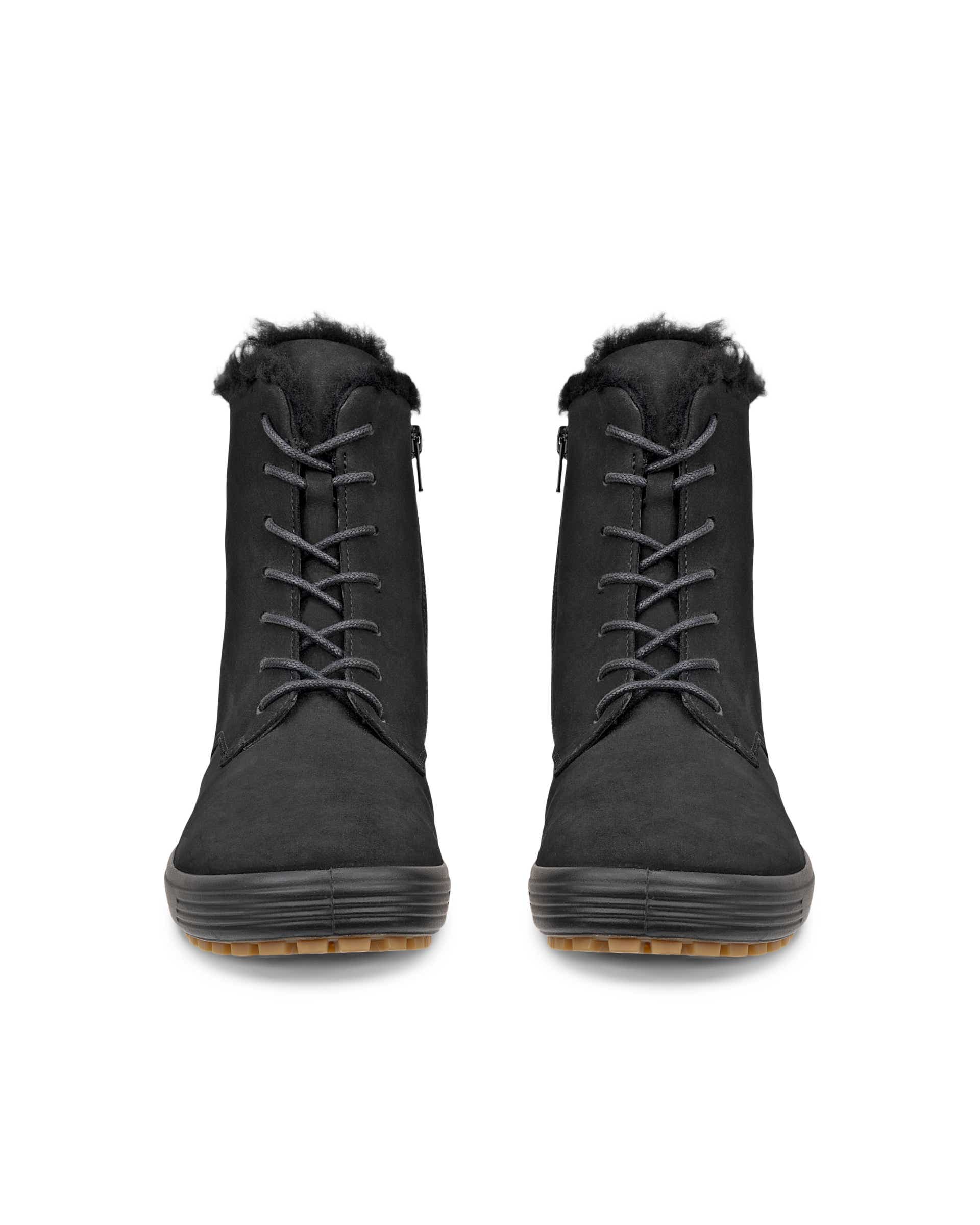 Women's ECCO® SOFT 7 TRED Nubuck Mid-Cut Boot - Black - Front pair