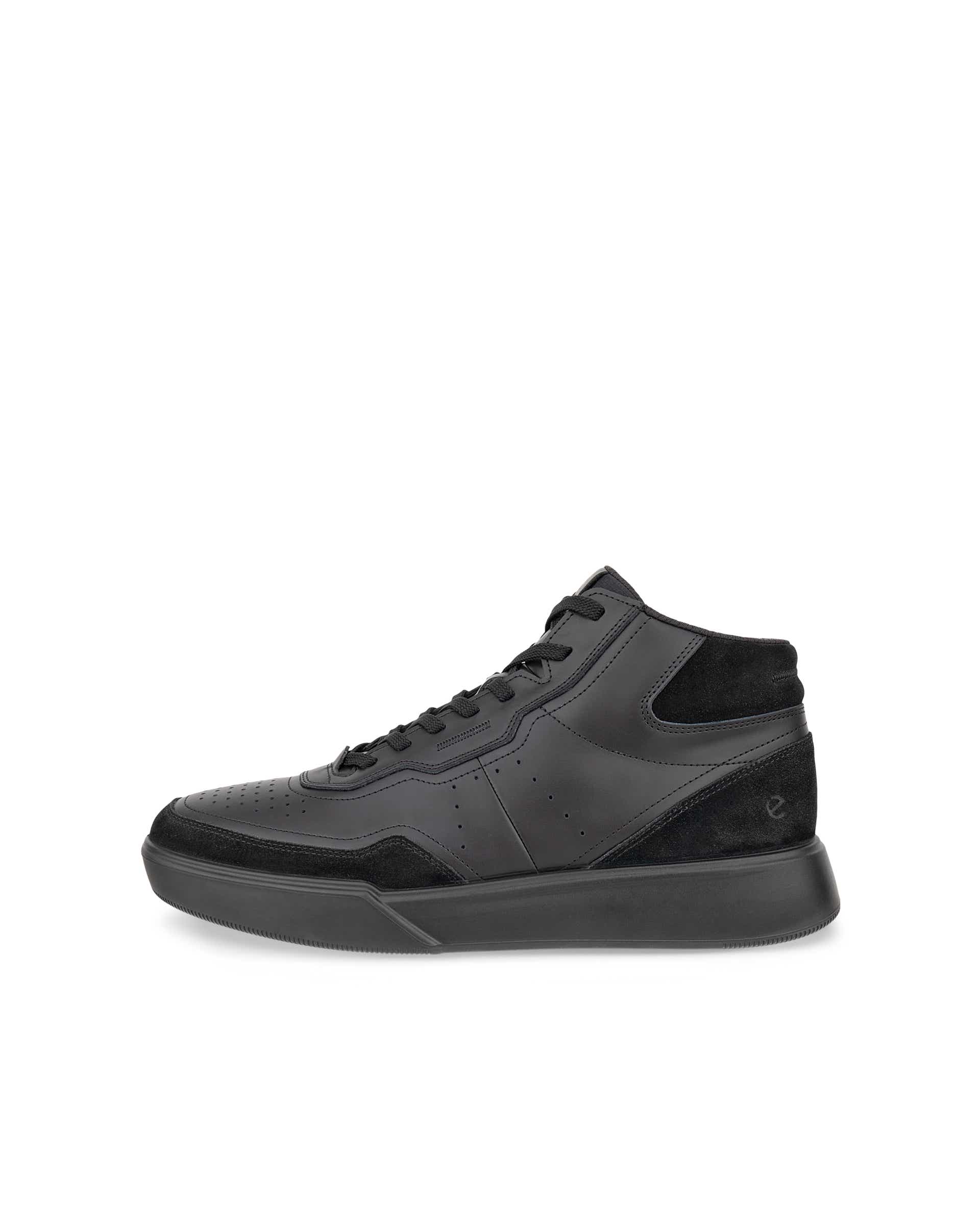 ECCO® STREET COURT muške kožne tenisice iznad gležnja - Crna - Outside