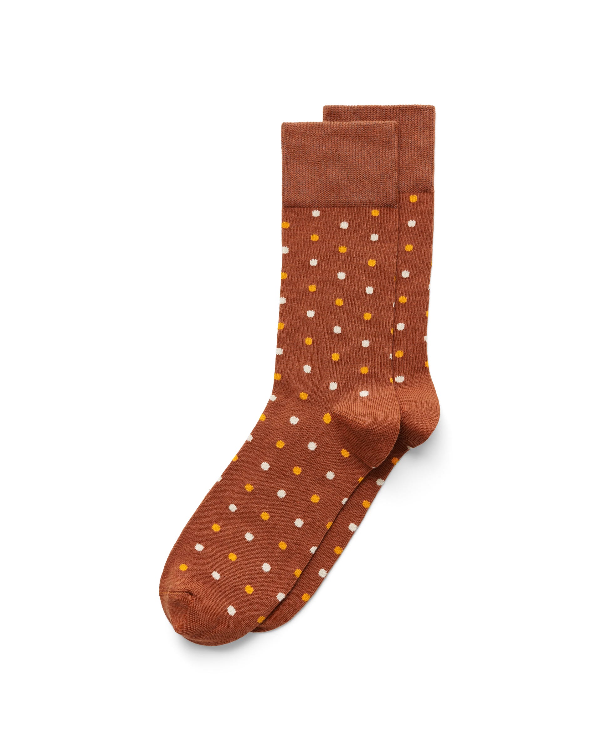 Men's ECCO® Classic Dotted Mid-Cut Socks - Brown - Main