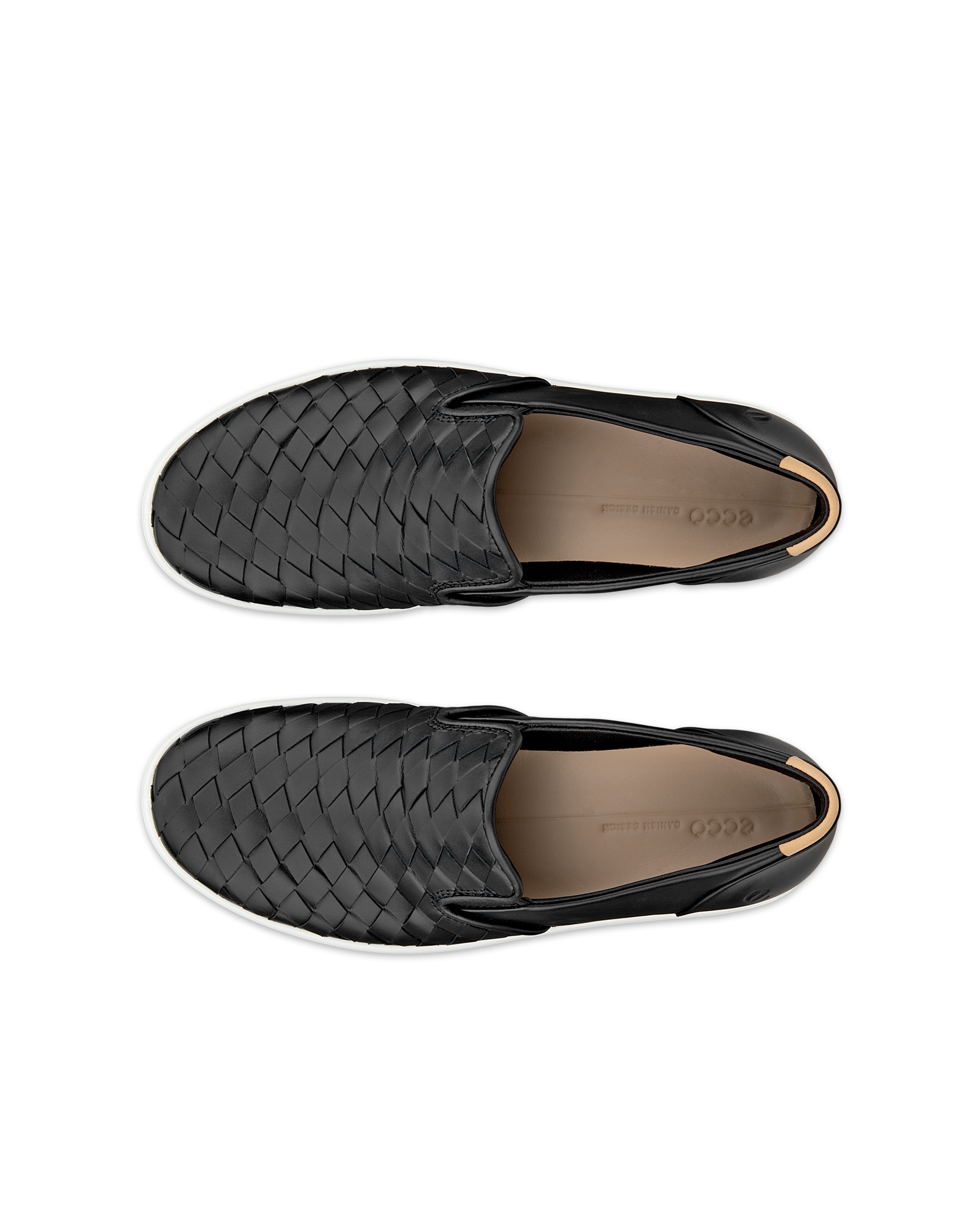 Women's ECCO® Soft 7 Woven Leather Slip-On - Black - Top left pair