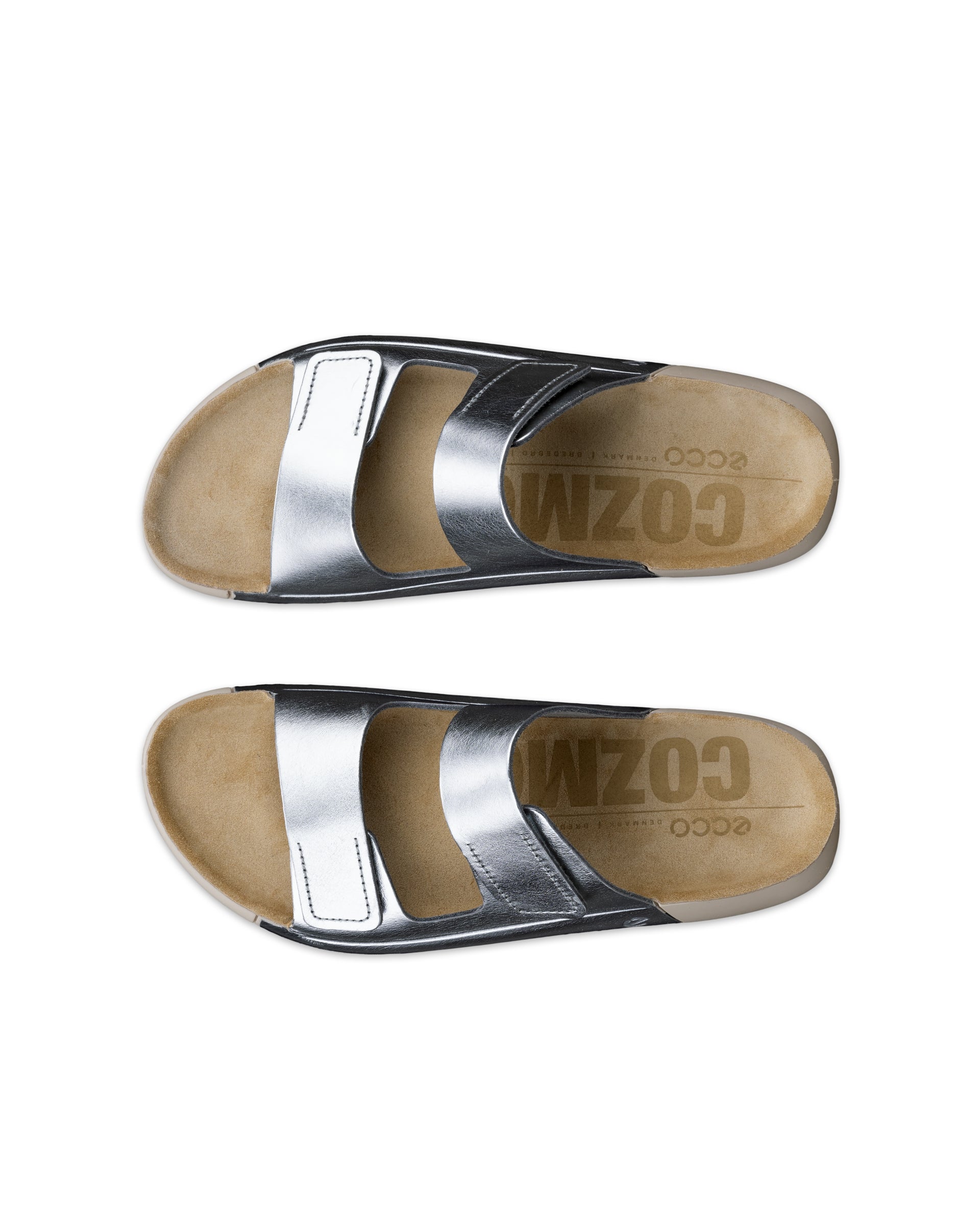 Ženski usnjeni sandali z dvema paščkoma ECCO® Cozmo - Kovinska - Top left pair