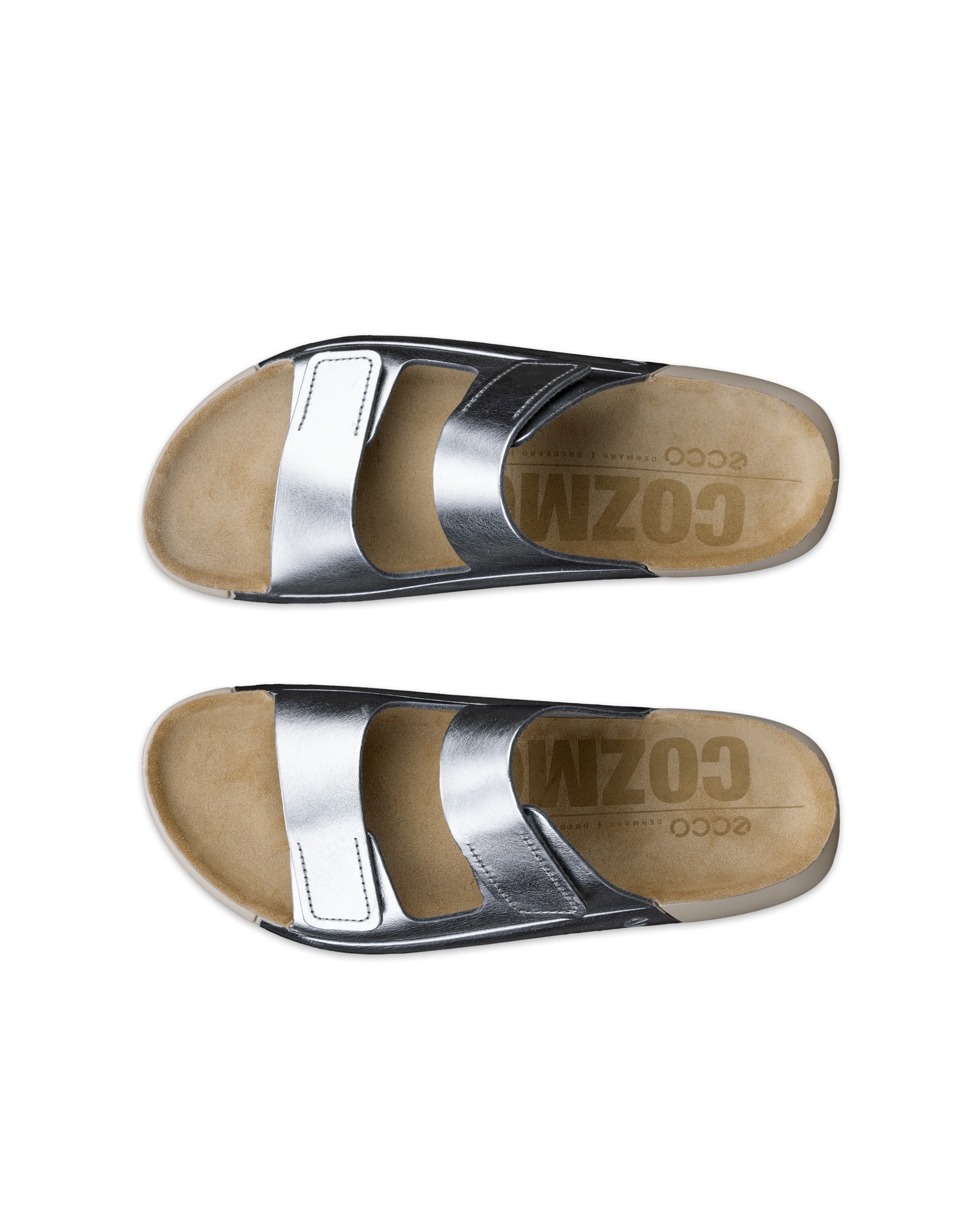 Dámské kožené páskové sandály ECCO® Cozmo - Metalická - Top left pair