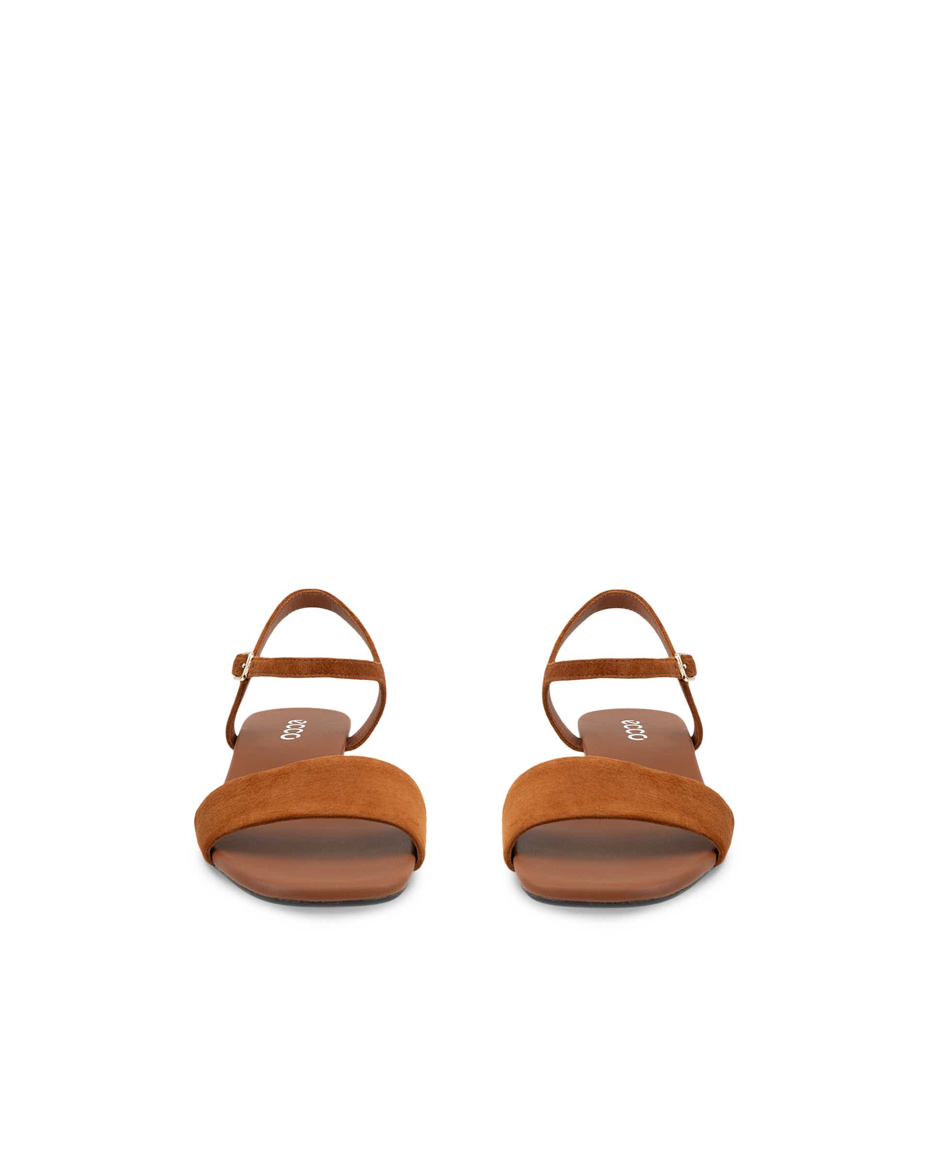 Women's ECCO® Astrid Suede Wedge Sandal - Brown - Front pair