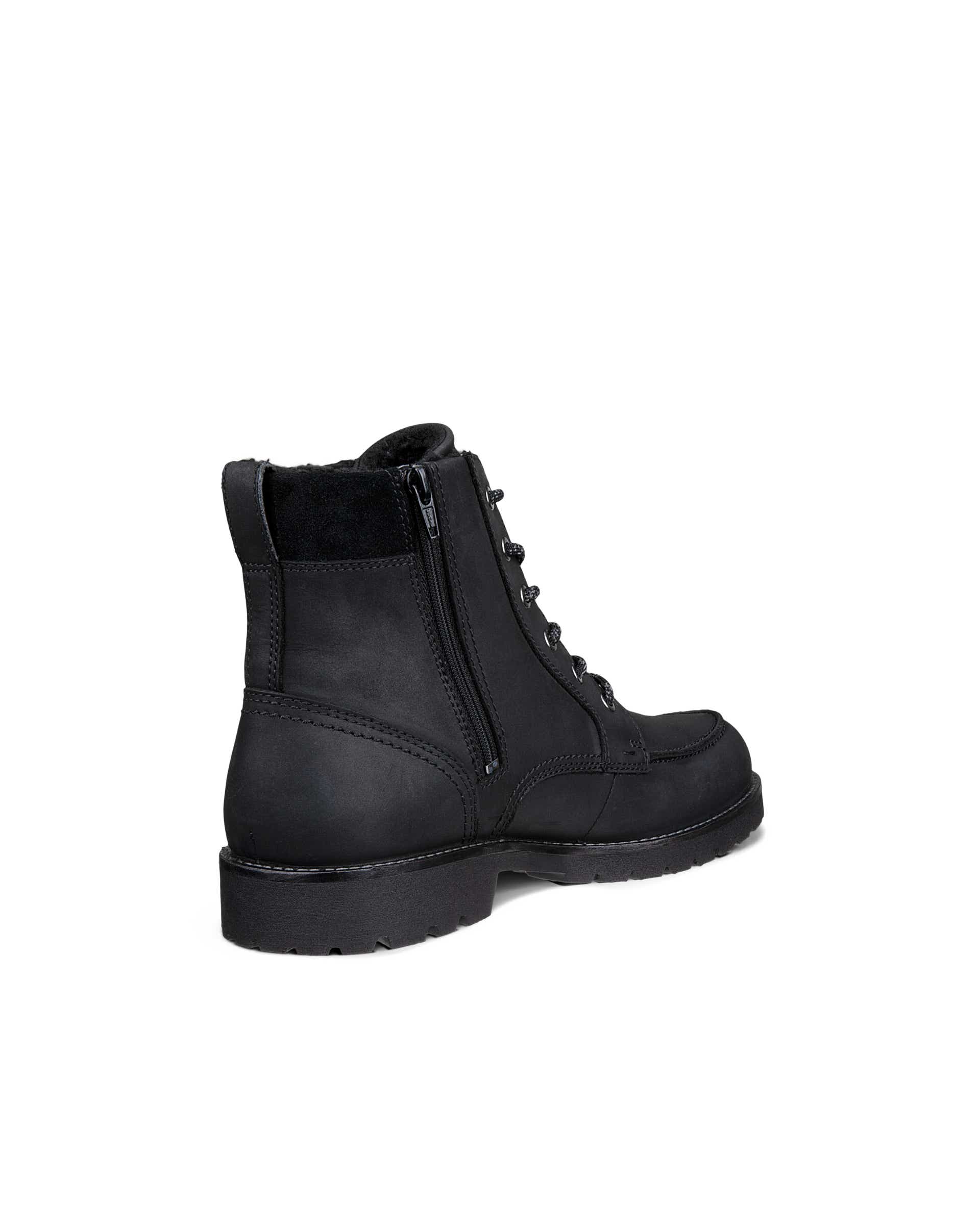 Men's ECCO® CHARLESTOWN Nubuck Waterproof Lace-Up Boot - Black - Back