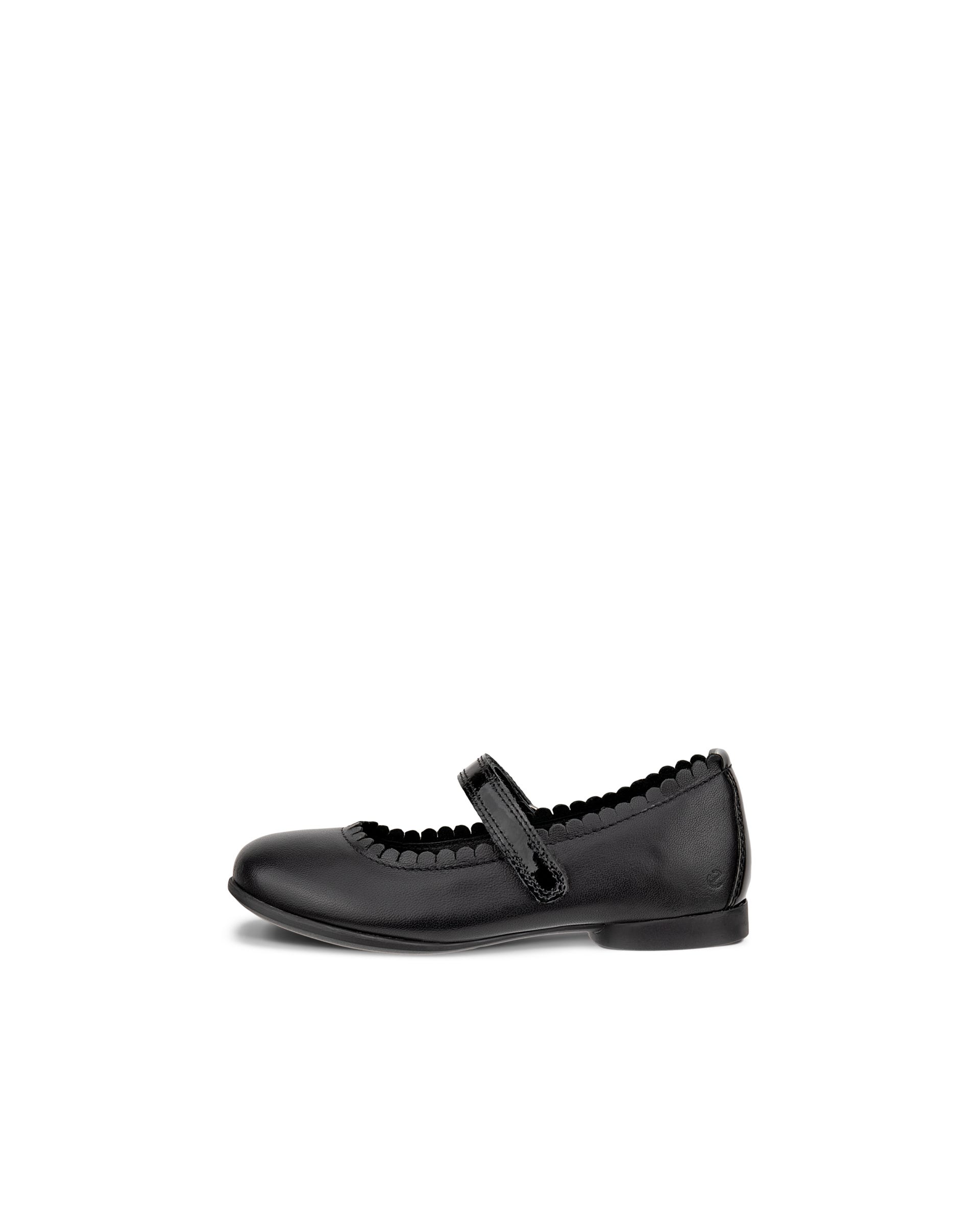 Kids' ECCO® Anine Leather Mary Jane Flat - Black - Outside