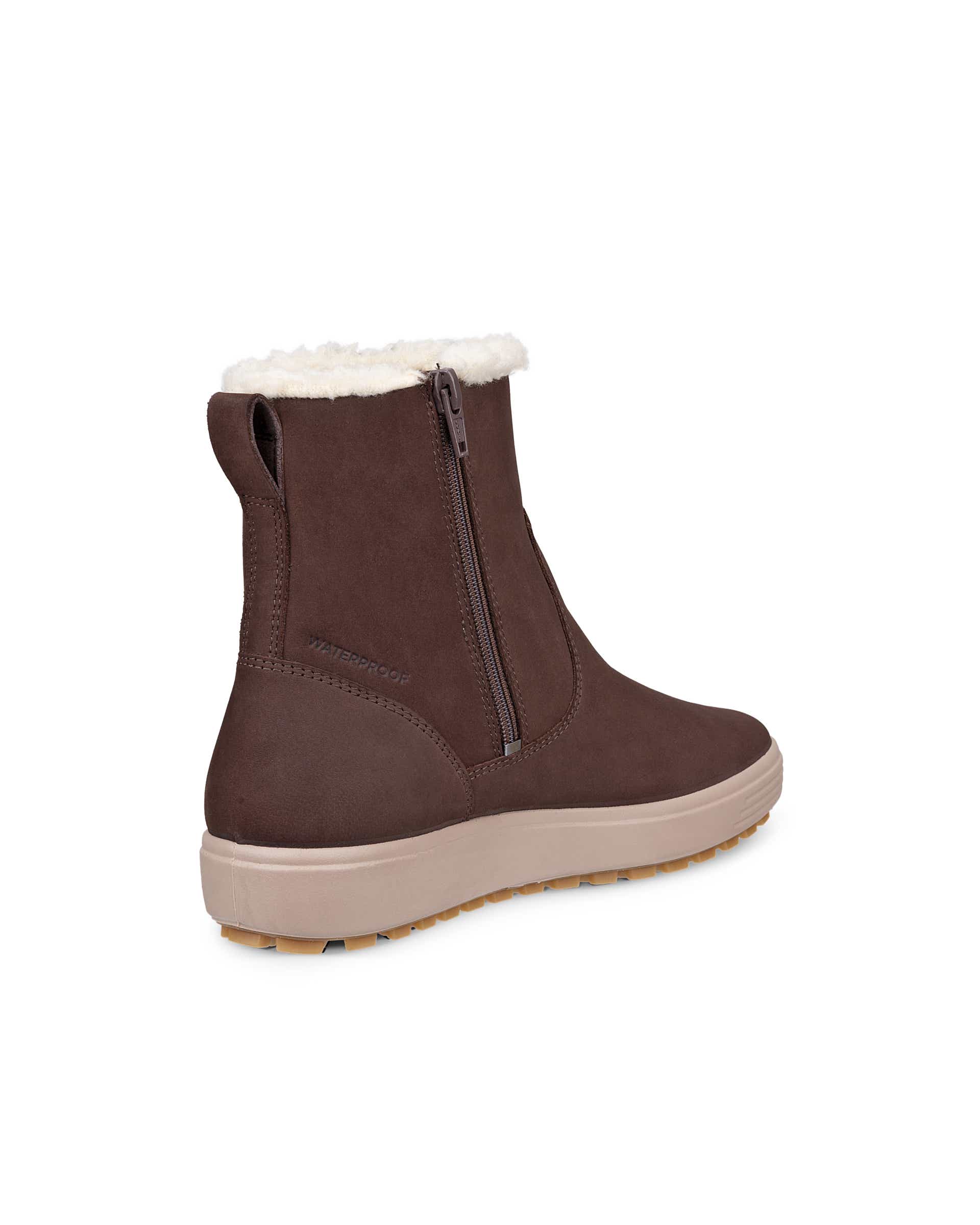 Women's ECCO® SOFT 7 TRED Nubuck Waterproof Mid-Cut Boot - Brown - Back