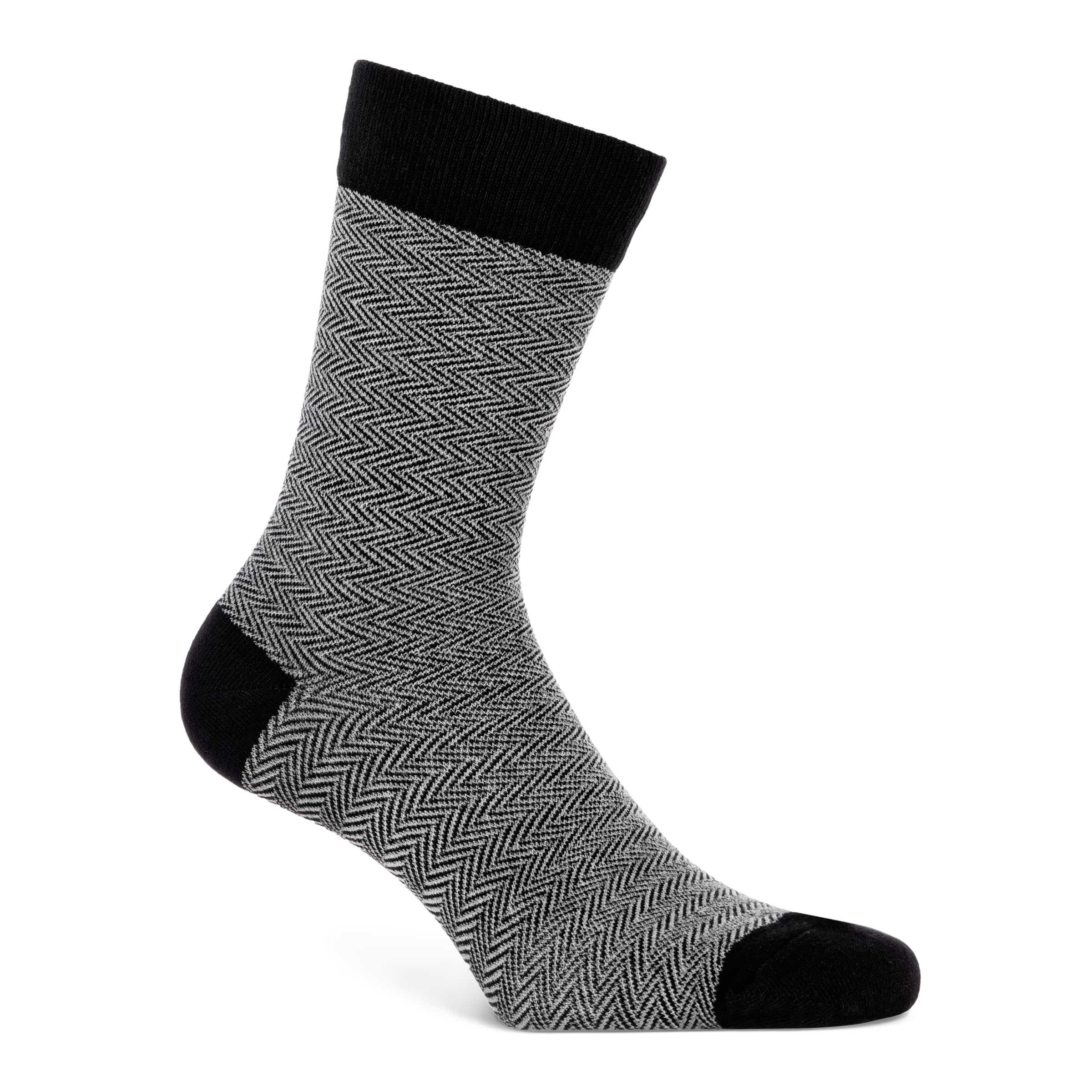 Men's ECCO® Herringbone Crew Socks - Black - Main