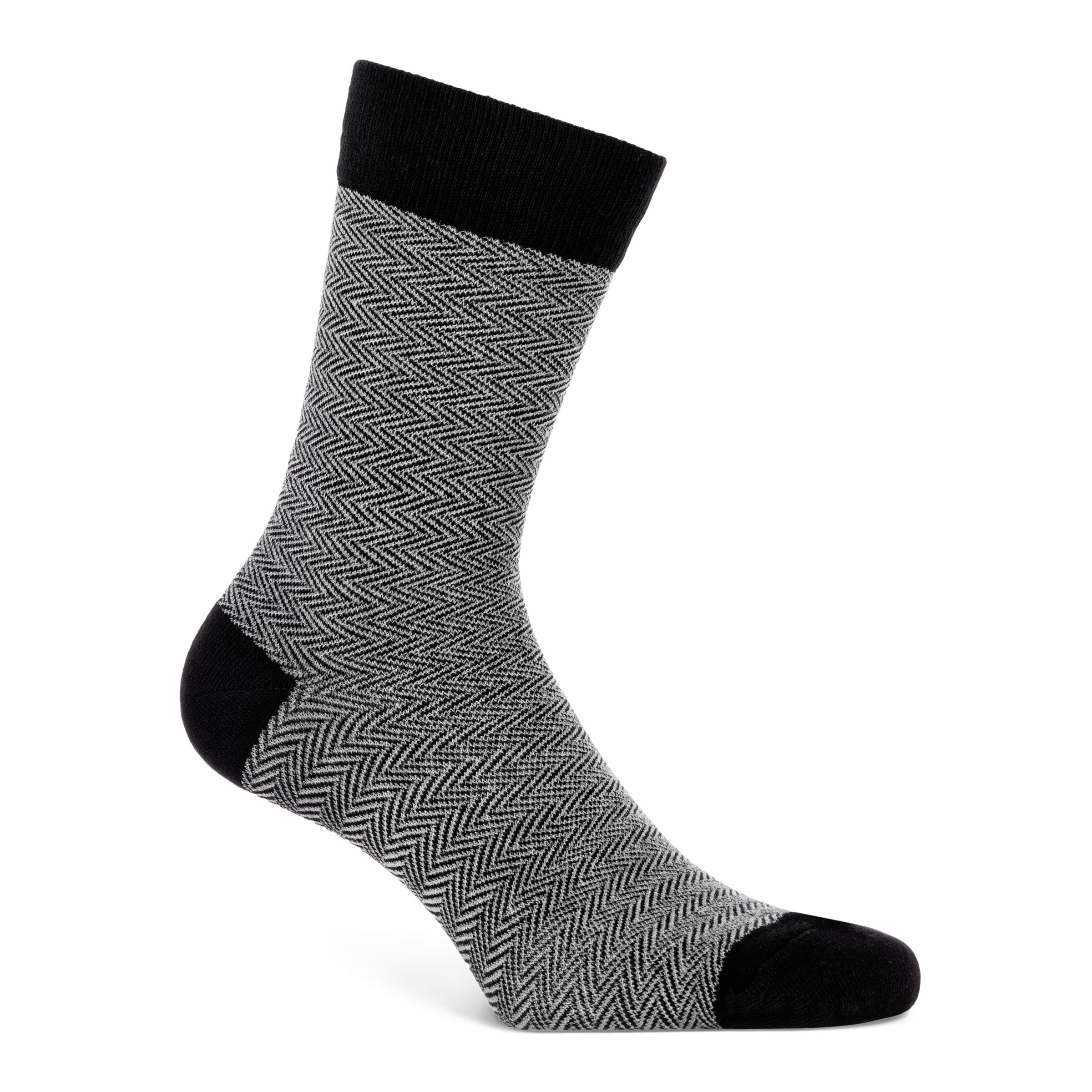 Men's ECCO® Herringbone Crew Socks - Black - Main