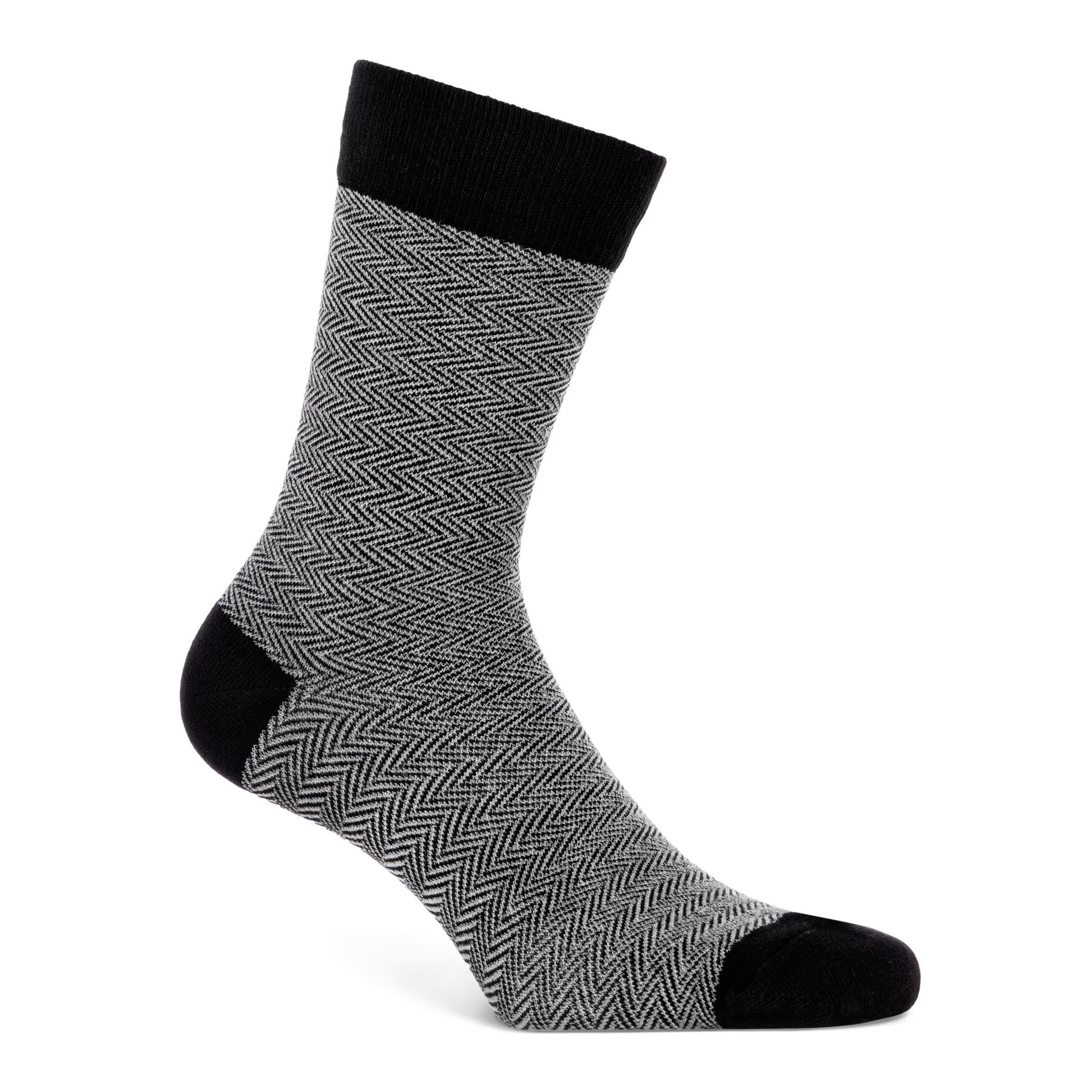 Men's ECCO® Herringbone Crew Socks - Black - Main