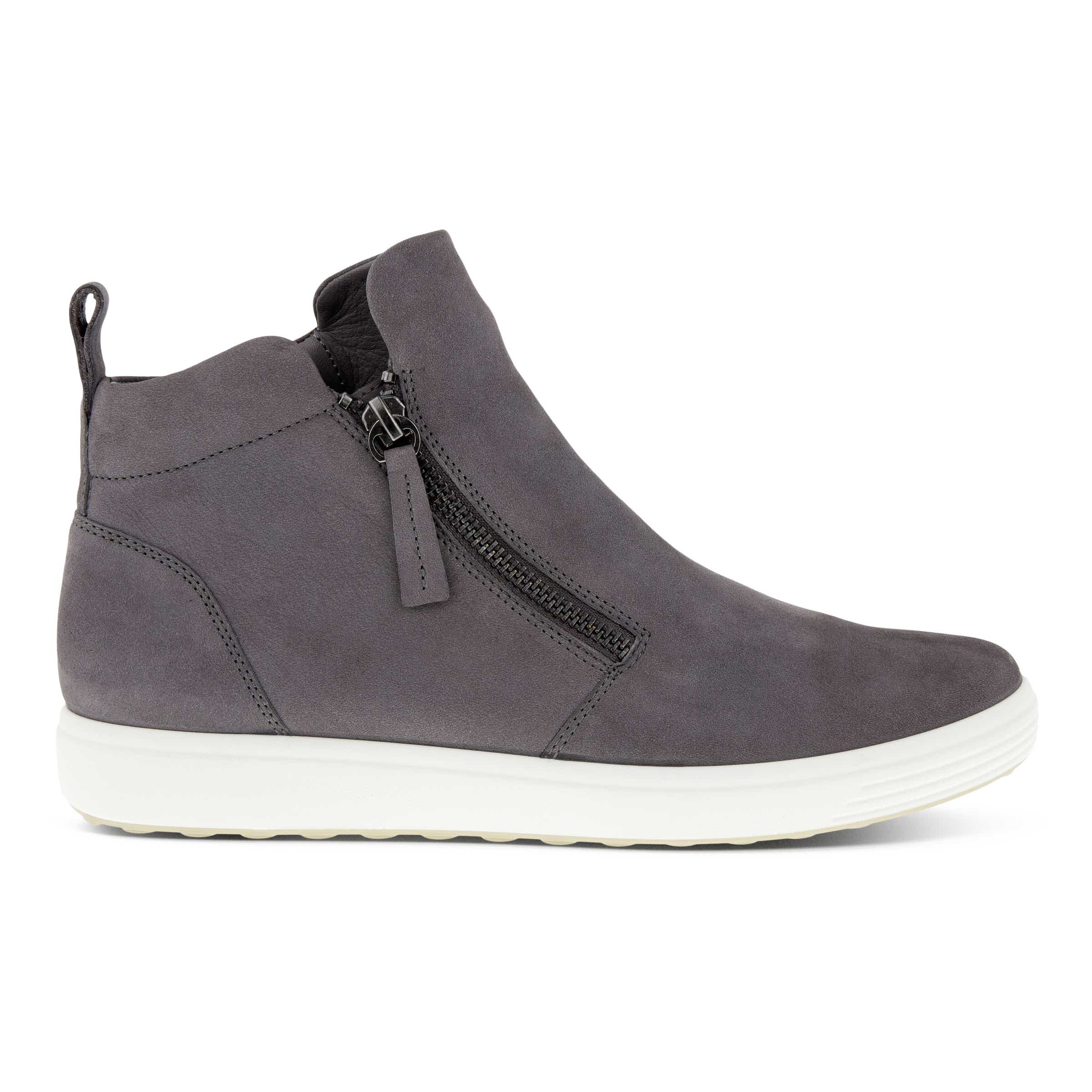 Women's ECCO® Soft 7 Nubuck Ankle Boot - Grey - Outside