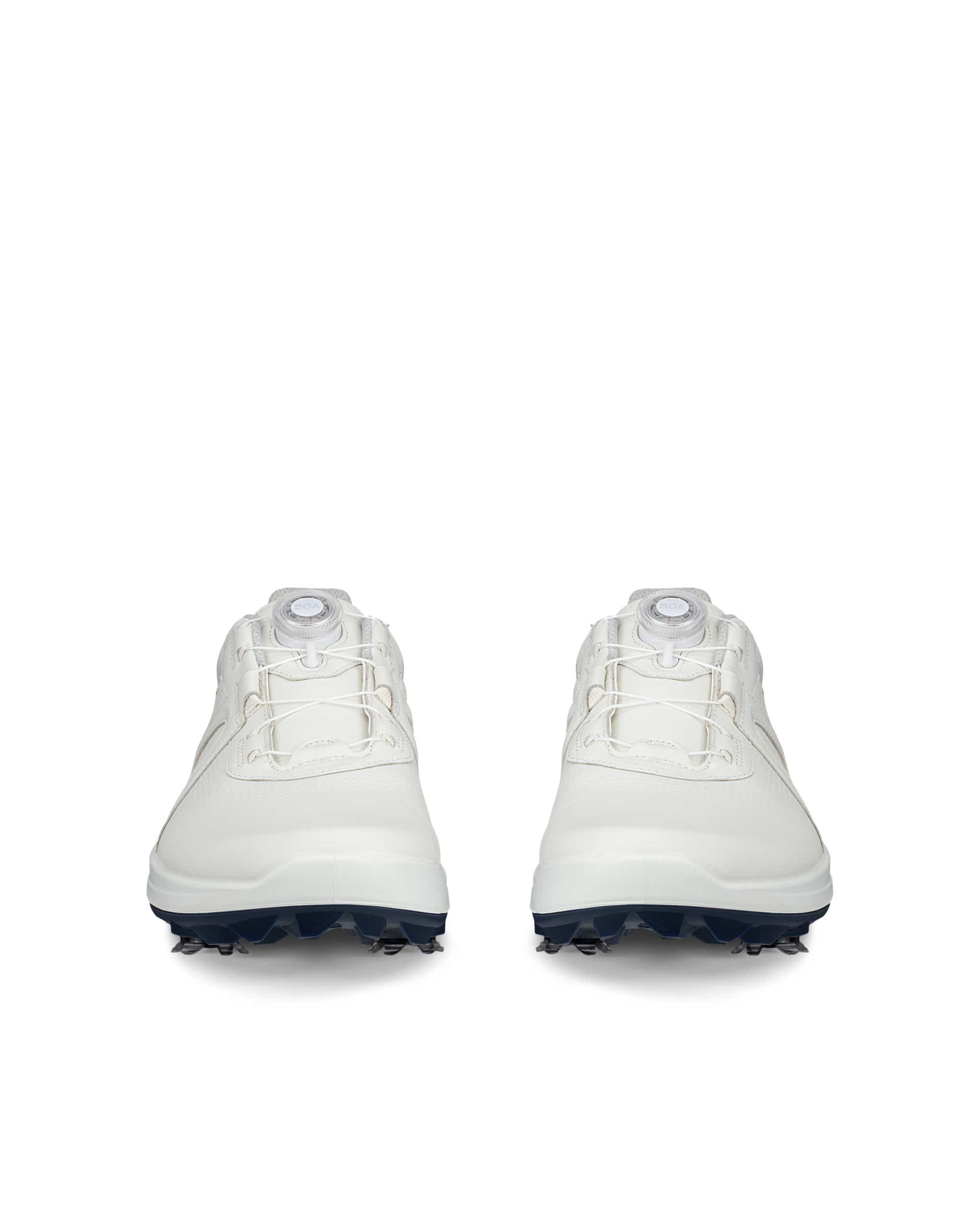 Men's ECCO® Golf Biom G5 BOA Leather Cleated Waterproof Golf Shoe - White - Front pair
