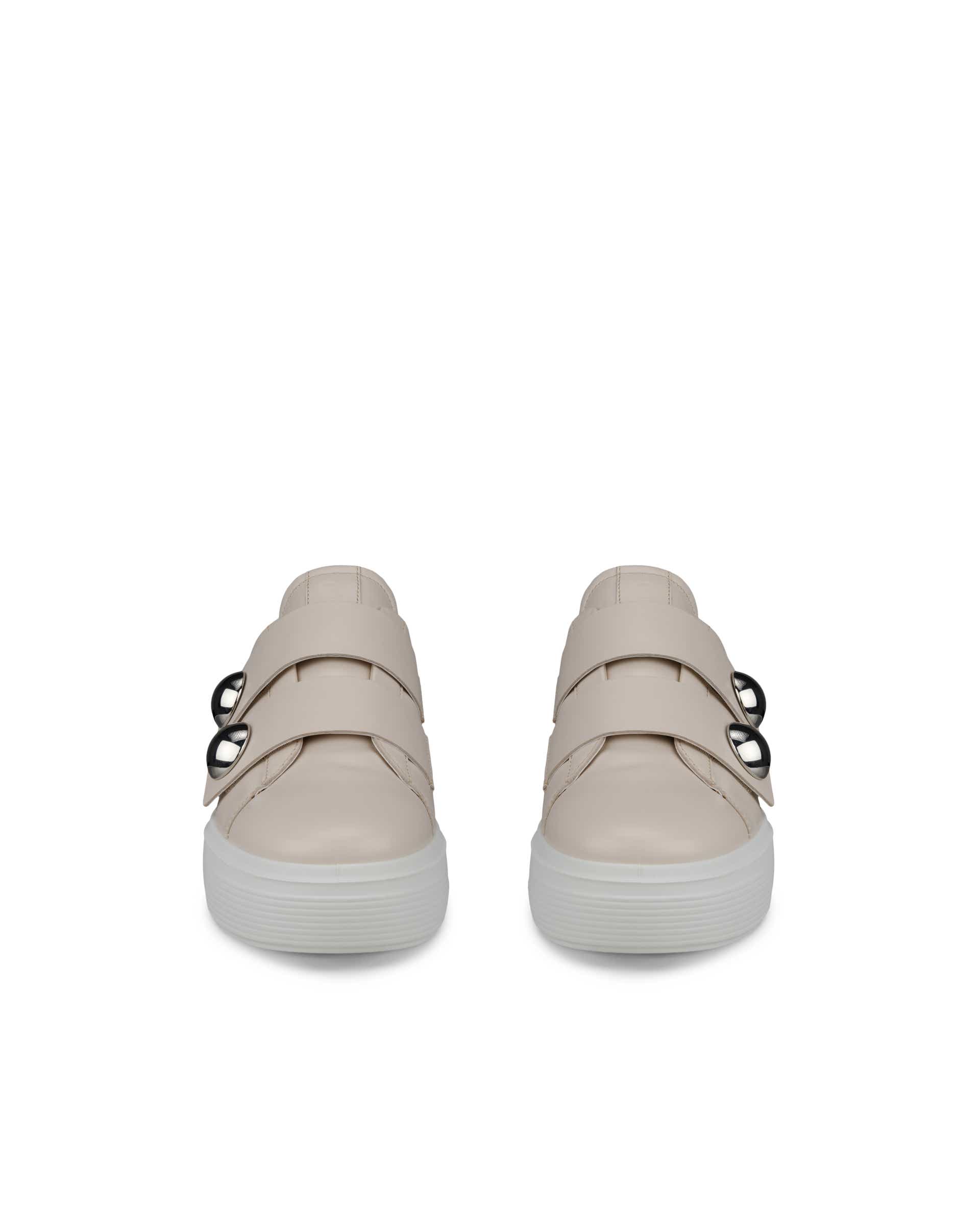 Women's ECCO® Street Platform Leather Sneaker - Beige - Front pair