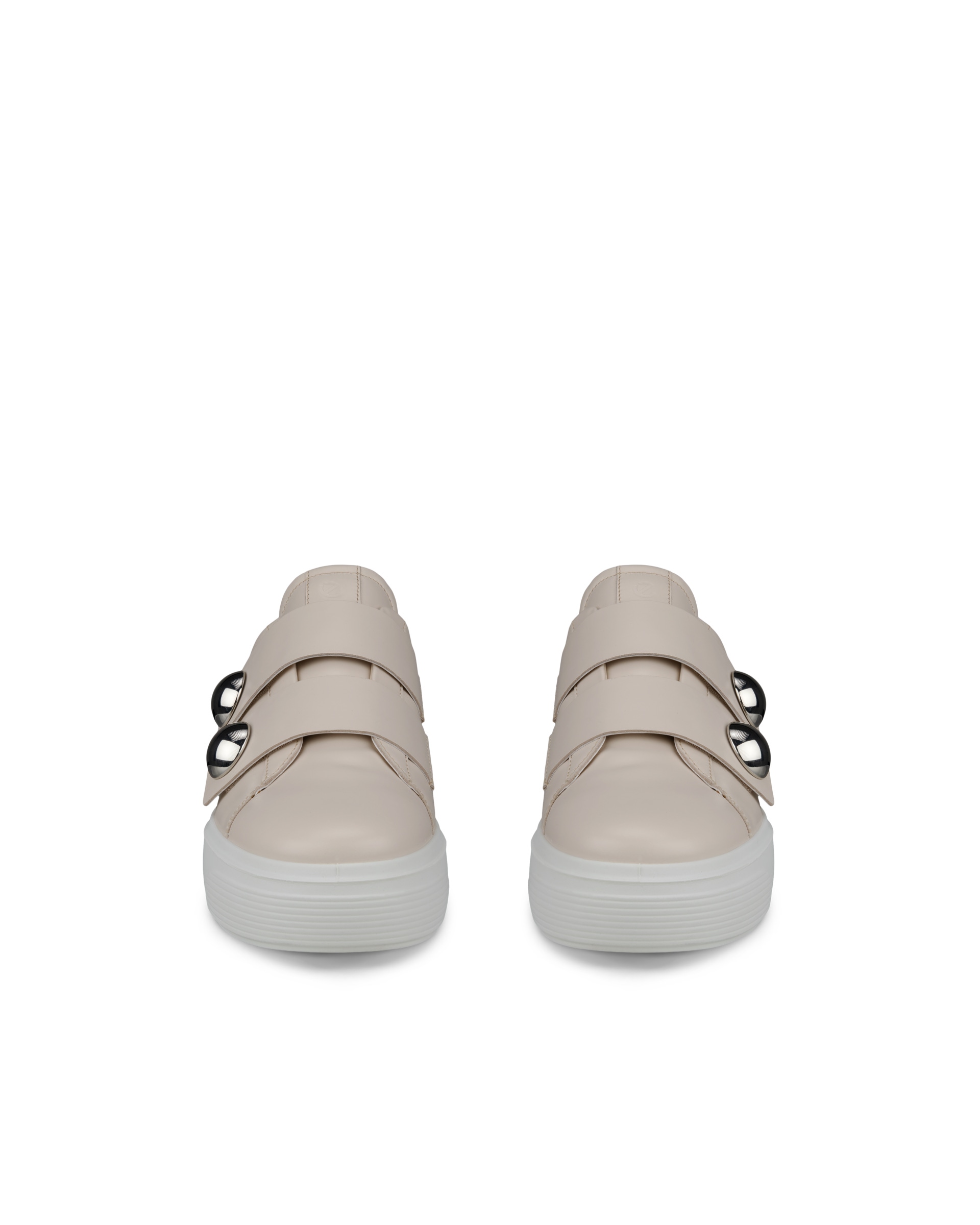 ECCO® Street Platform baskets en cuir pour femme - Beige - Front pair