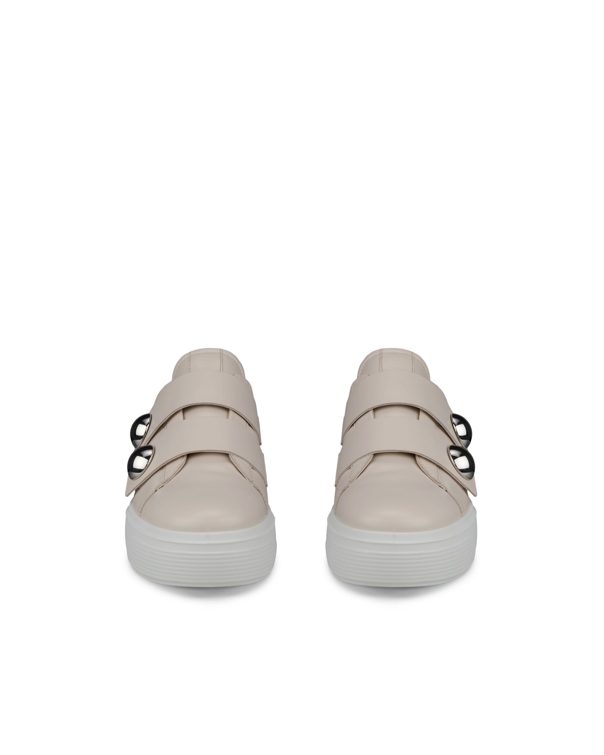 Women's ECCO® Street Platform Leather Sneaker - Beige - Front pair