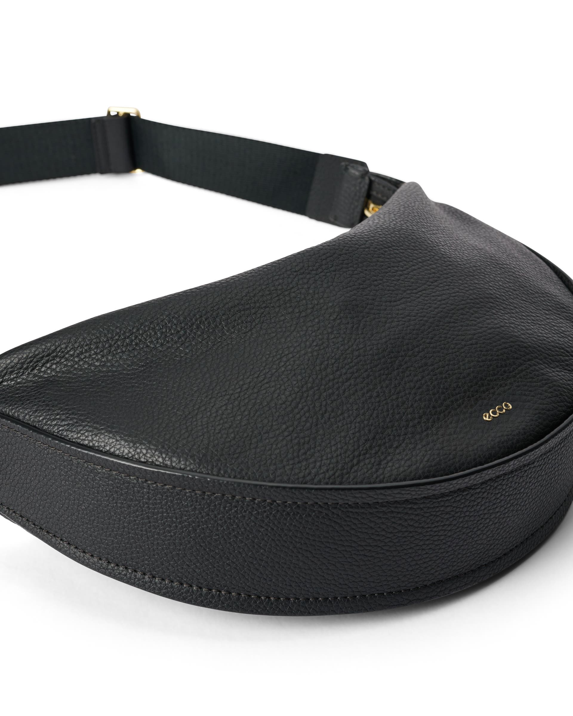 Moyen sac à bandoulière en cuir grainé ECCO® Fortune Soft - Noir - Detail-2
