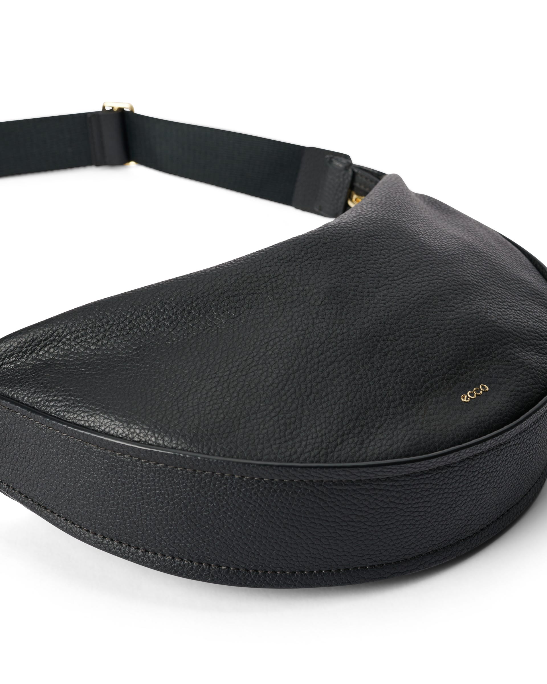 Moyen sac à bandoulière en cuir grainé ECCO® Fortune Soft - Noir - Detail-2