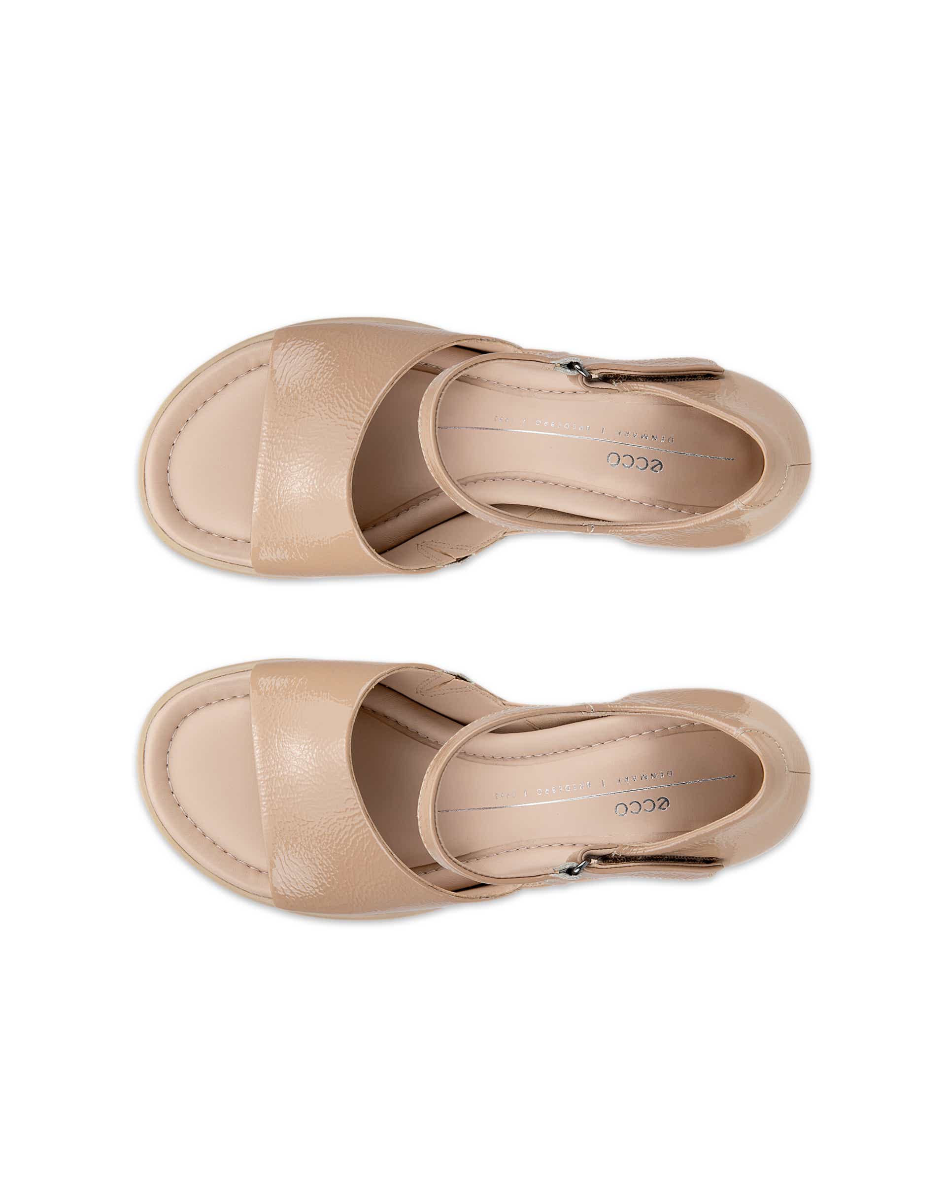 Women's ECCO® Sculpted Sandal LX 55 Leather Heeled Sandal - Brown - Top left pair
