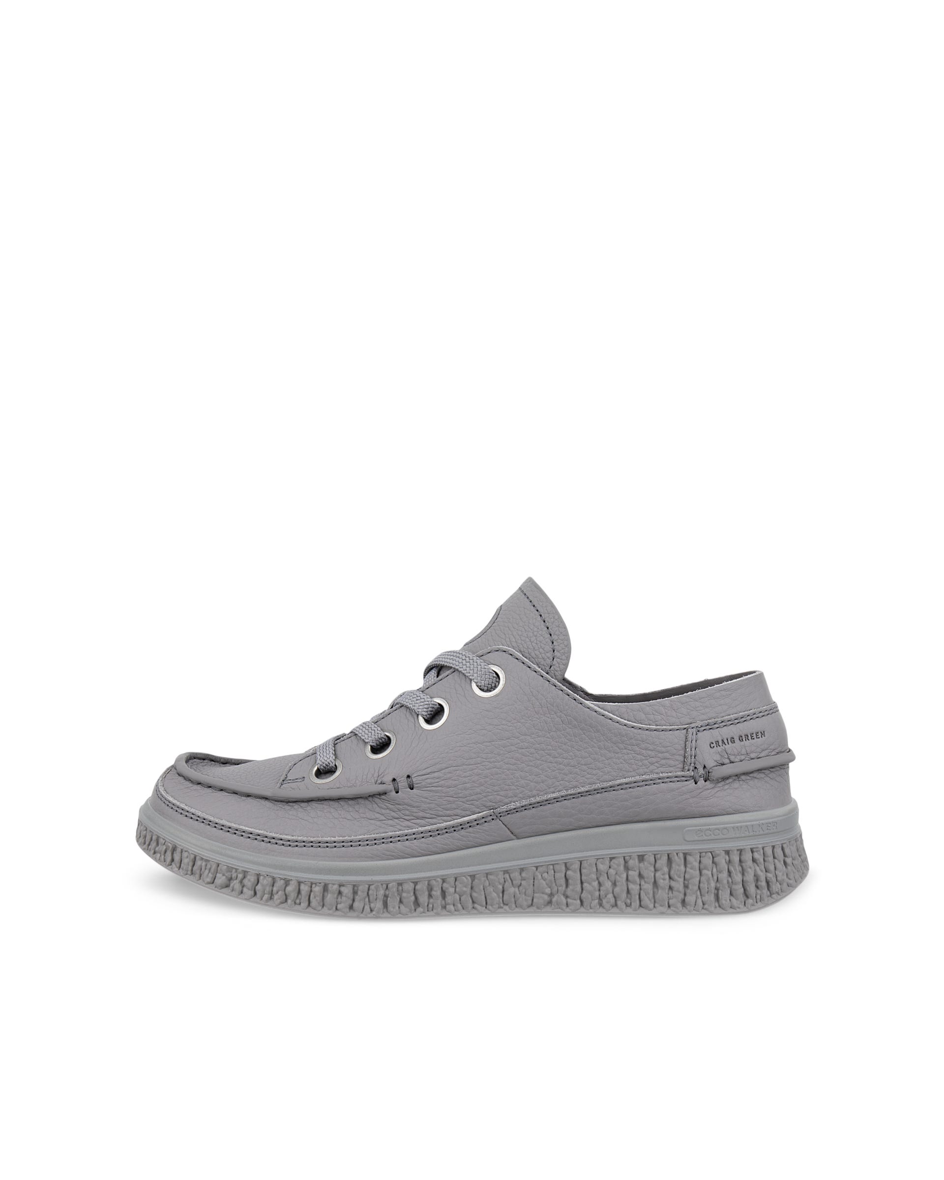 Men's ECCO® WALKER 3.0 Leather Moc-Toe Shoe - Grey - Outside