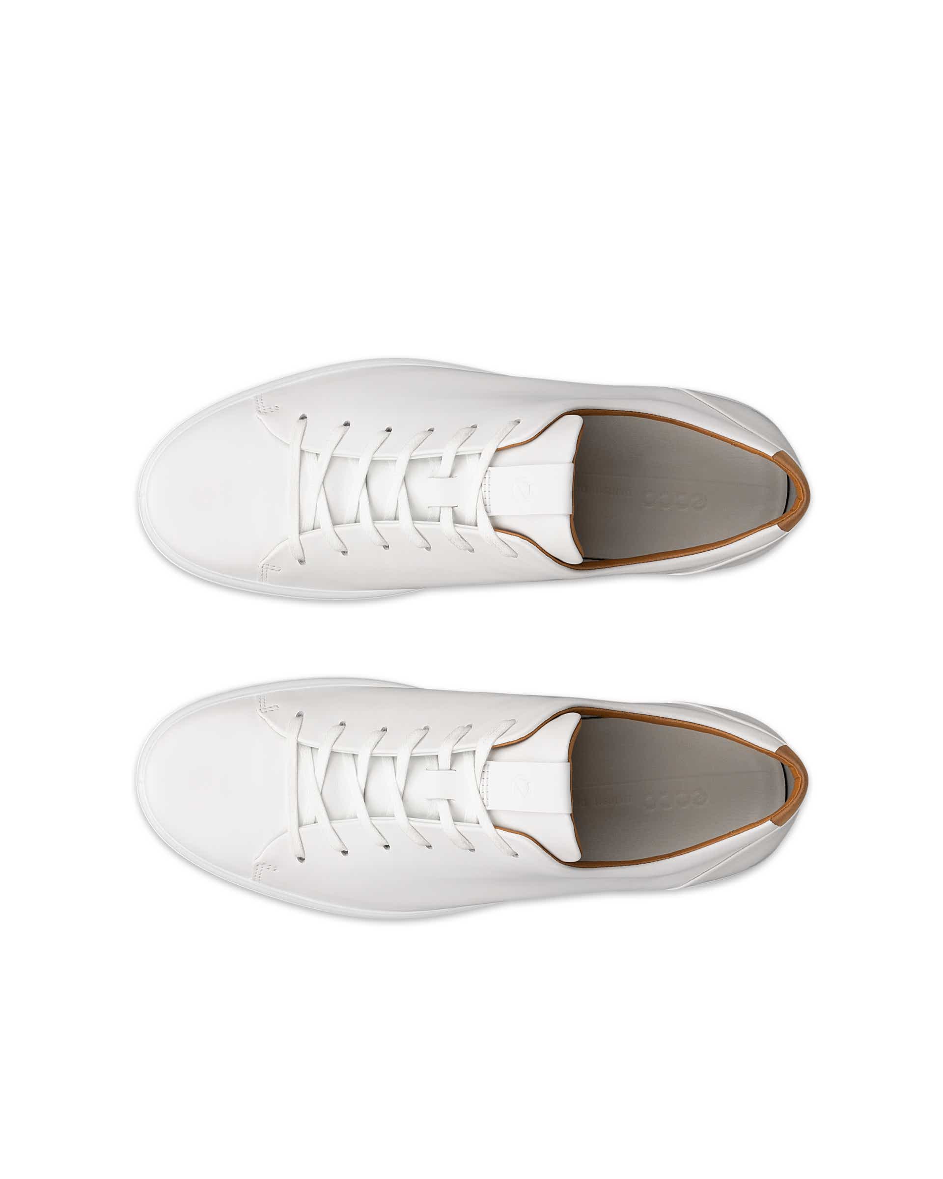 Men's ECCO® Soft 7 Leather Lace-Up Shoe - White - Top left pair