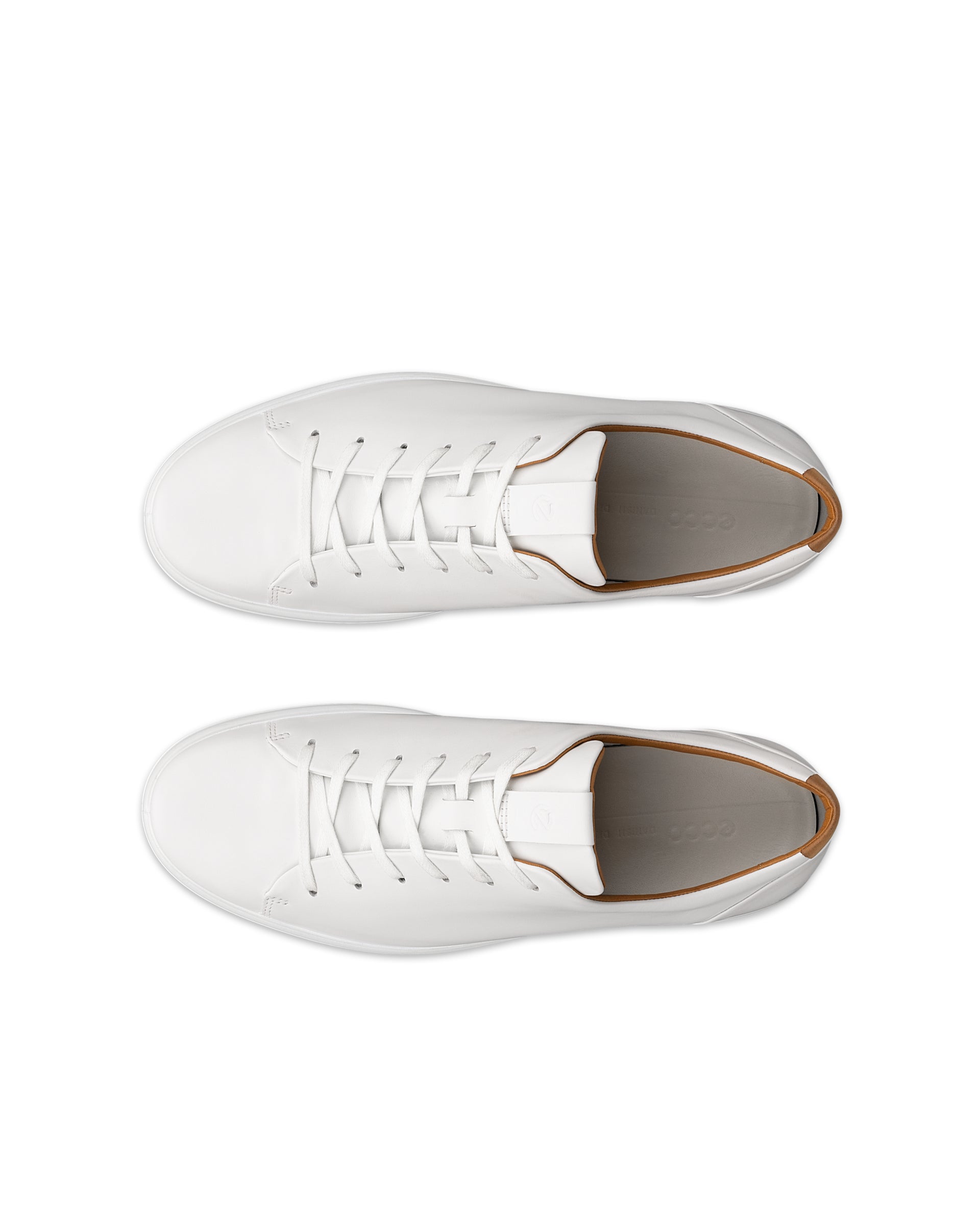 Chaussure à lacets ECCO® Soft 7 en cuir pour hommes - Blanc - Top left pair