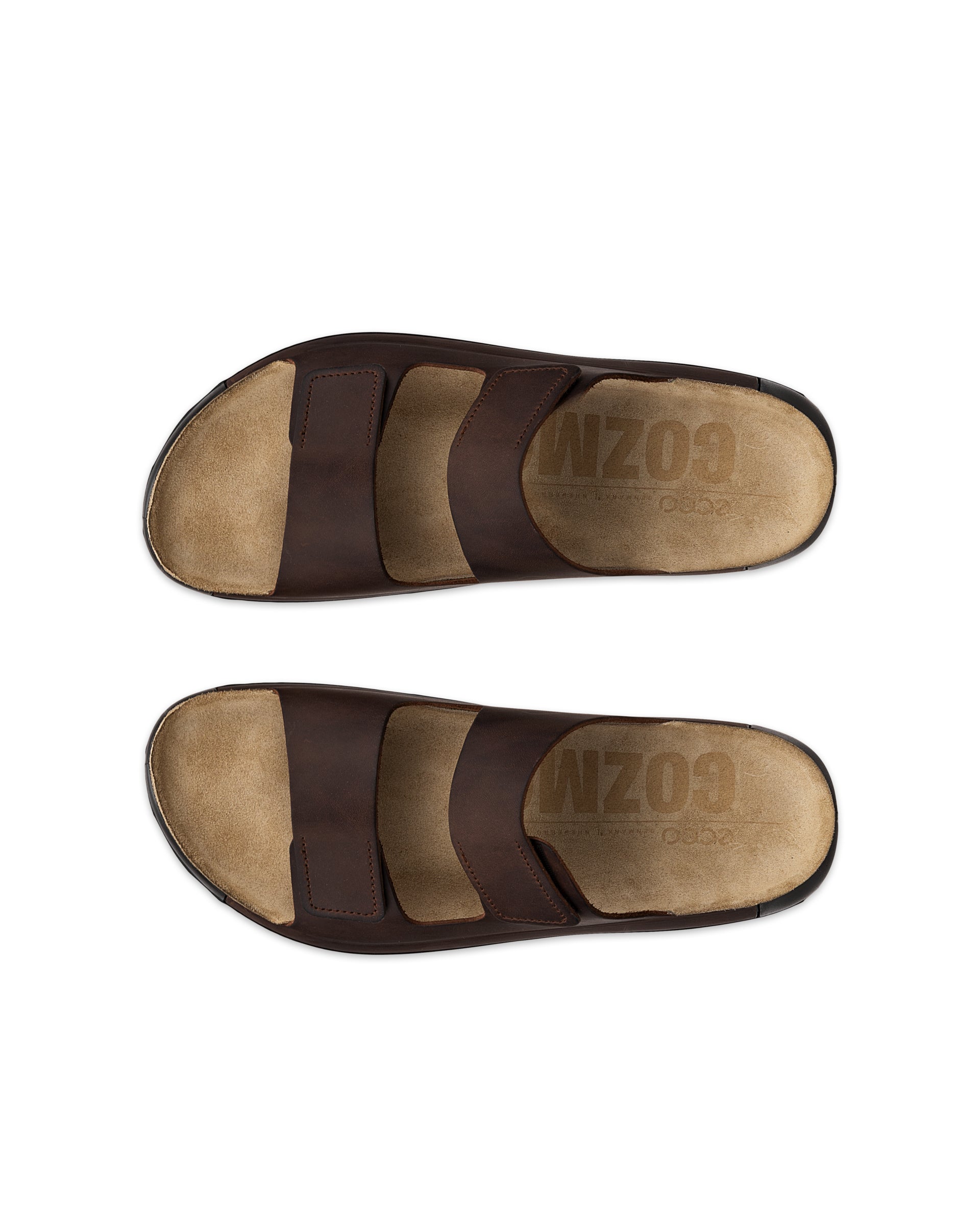 Pánske nubukové sandále 2 remienky ECCO® Cozmo - Hnedá - Top left pair