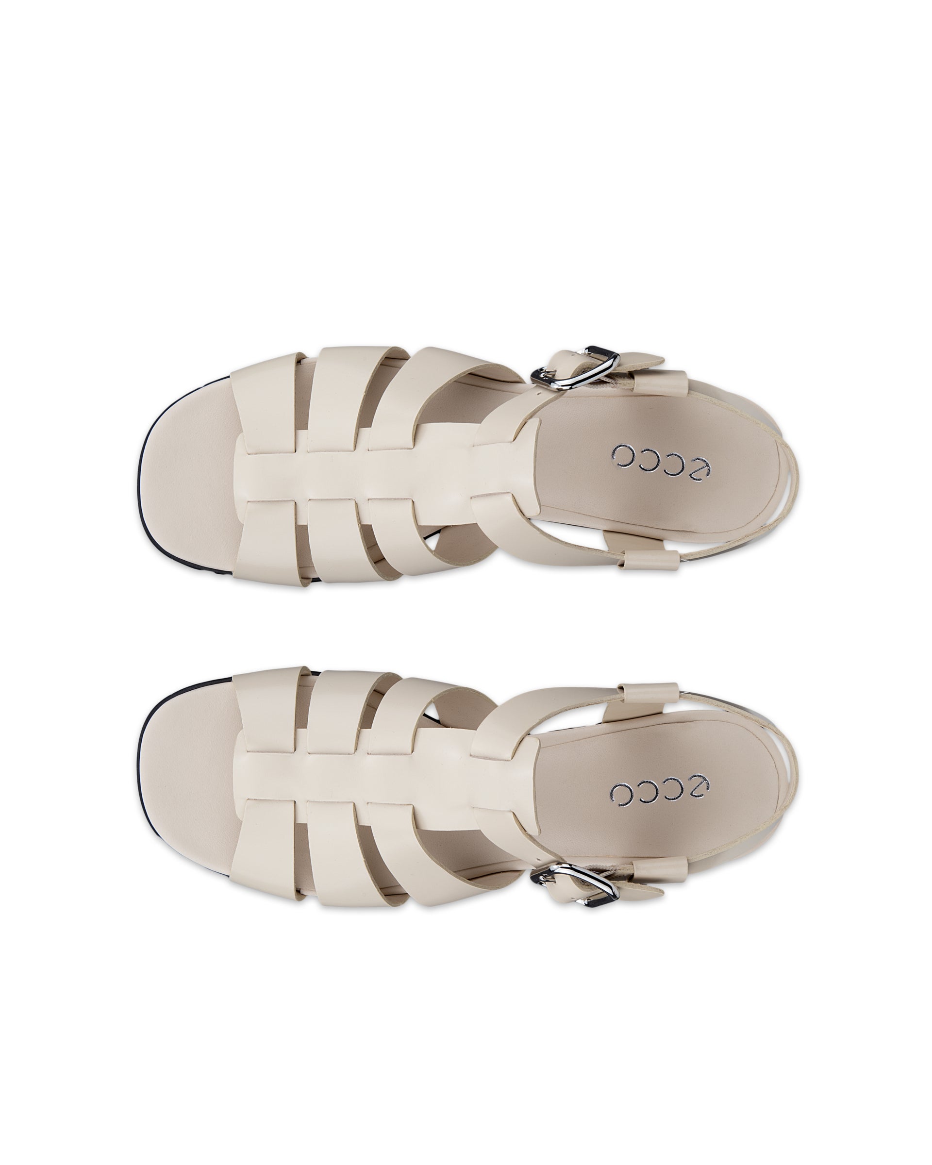 Women's ECCO® Sculpted Alba 25 Leather Fisherman Heel Sandal - Beige - Top left pair
