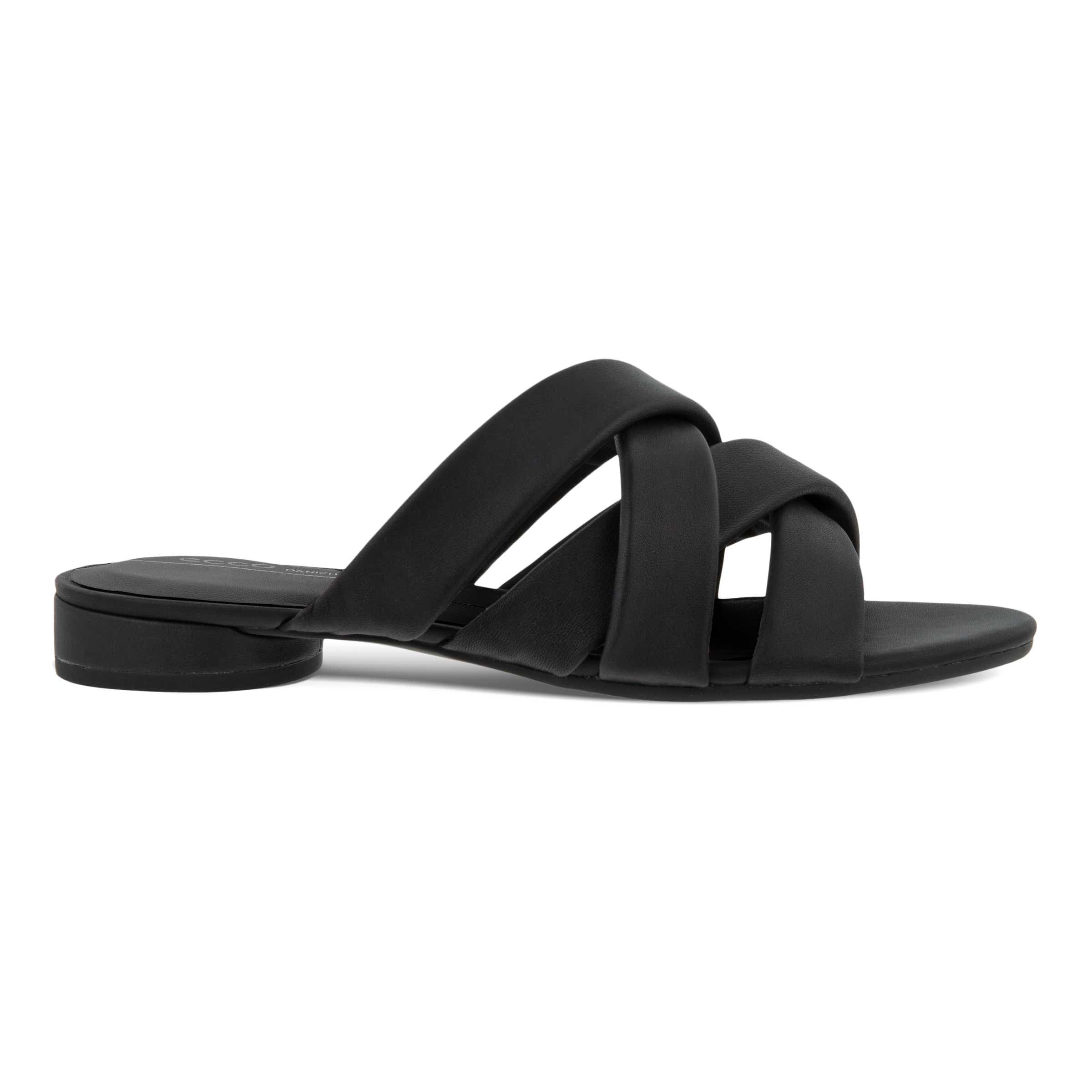 Women's ECCO® Flat Sandal II Leather Flat Sandal - Black - Outside