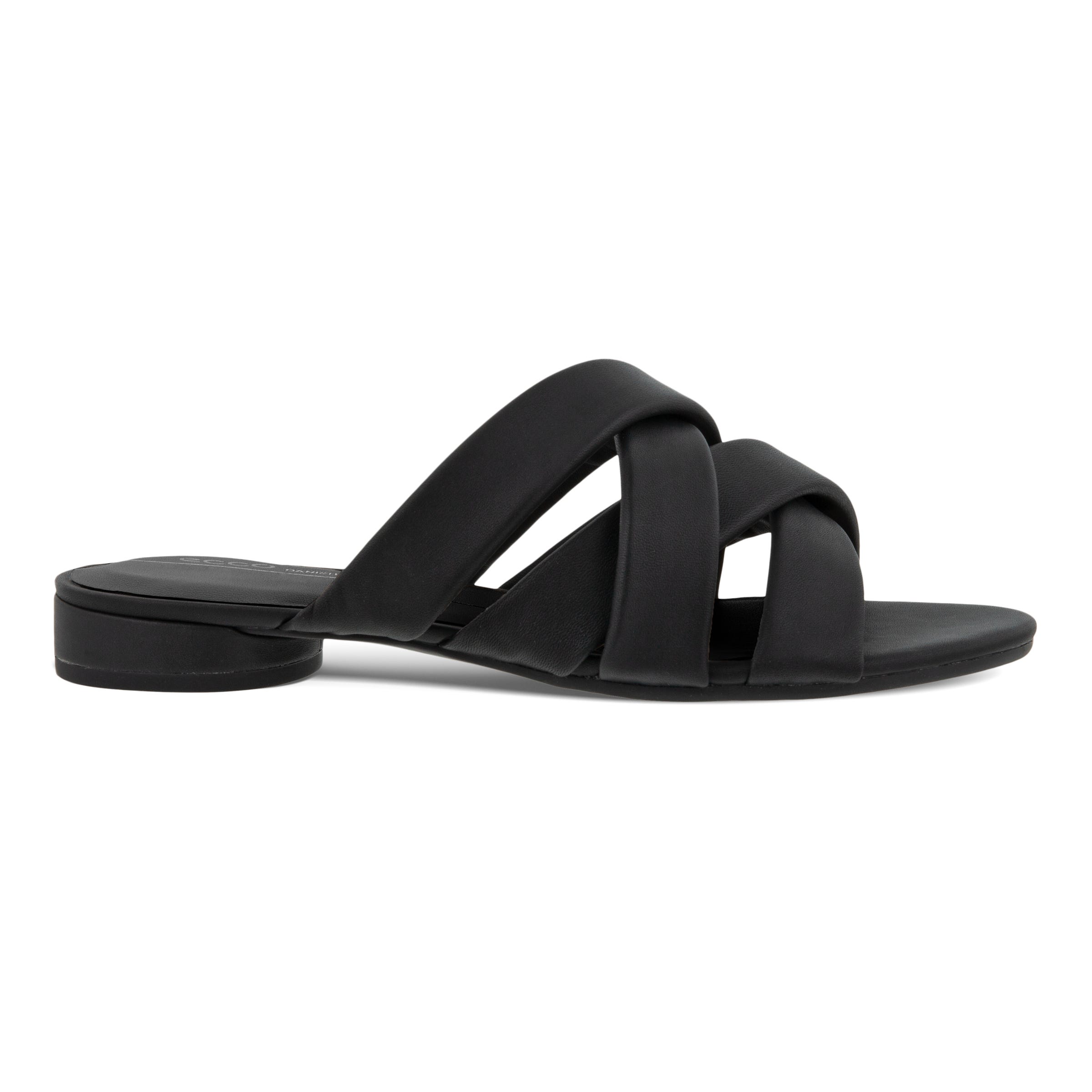 Women's ECCO® Flat Sandal II Leather Flat Sandal - Black - Outside