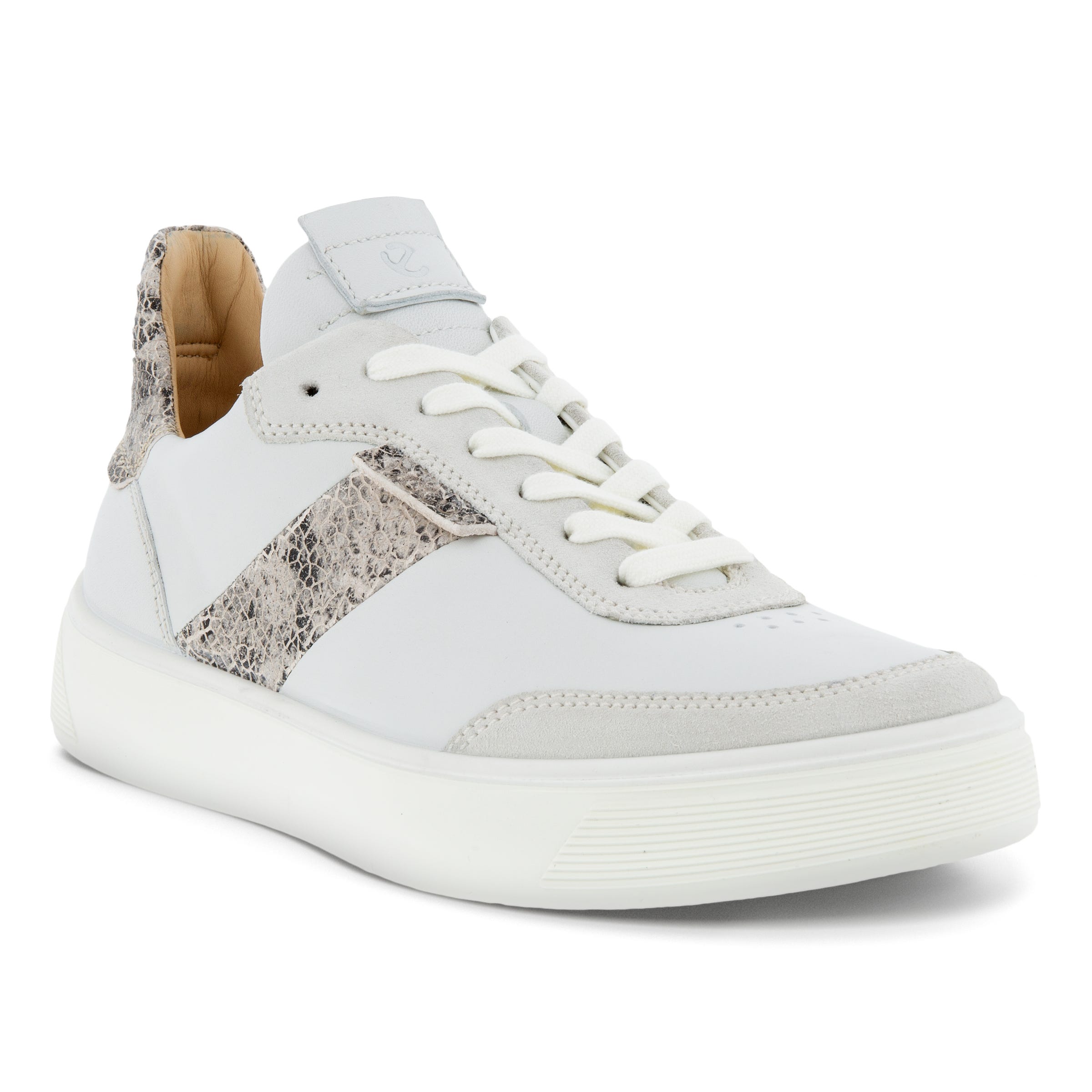 Women's ECCO® Street Tray Leather Sneaker - White - Main