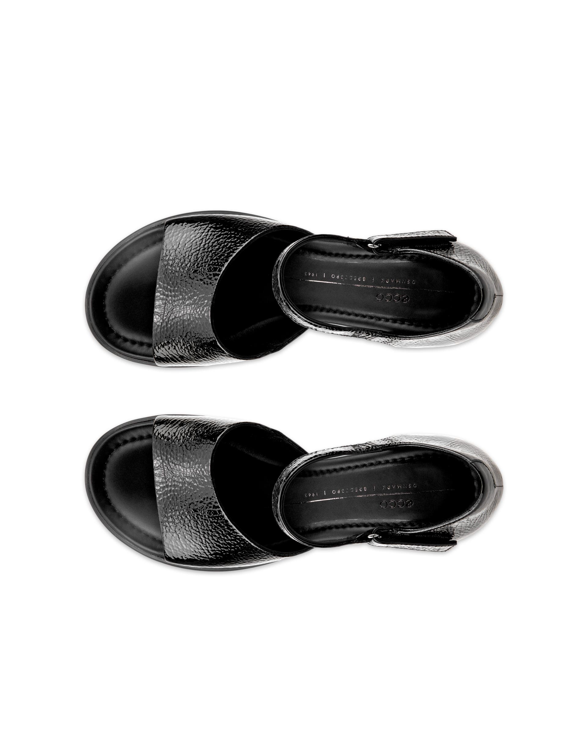 Women's ECCO® Sculpted LX 55 Leather Heeled Sandal - Black - Top left pair