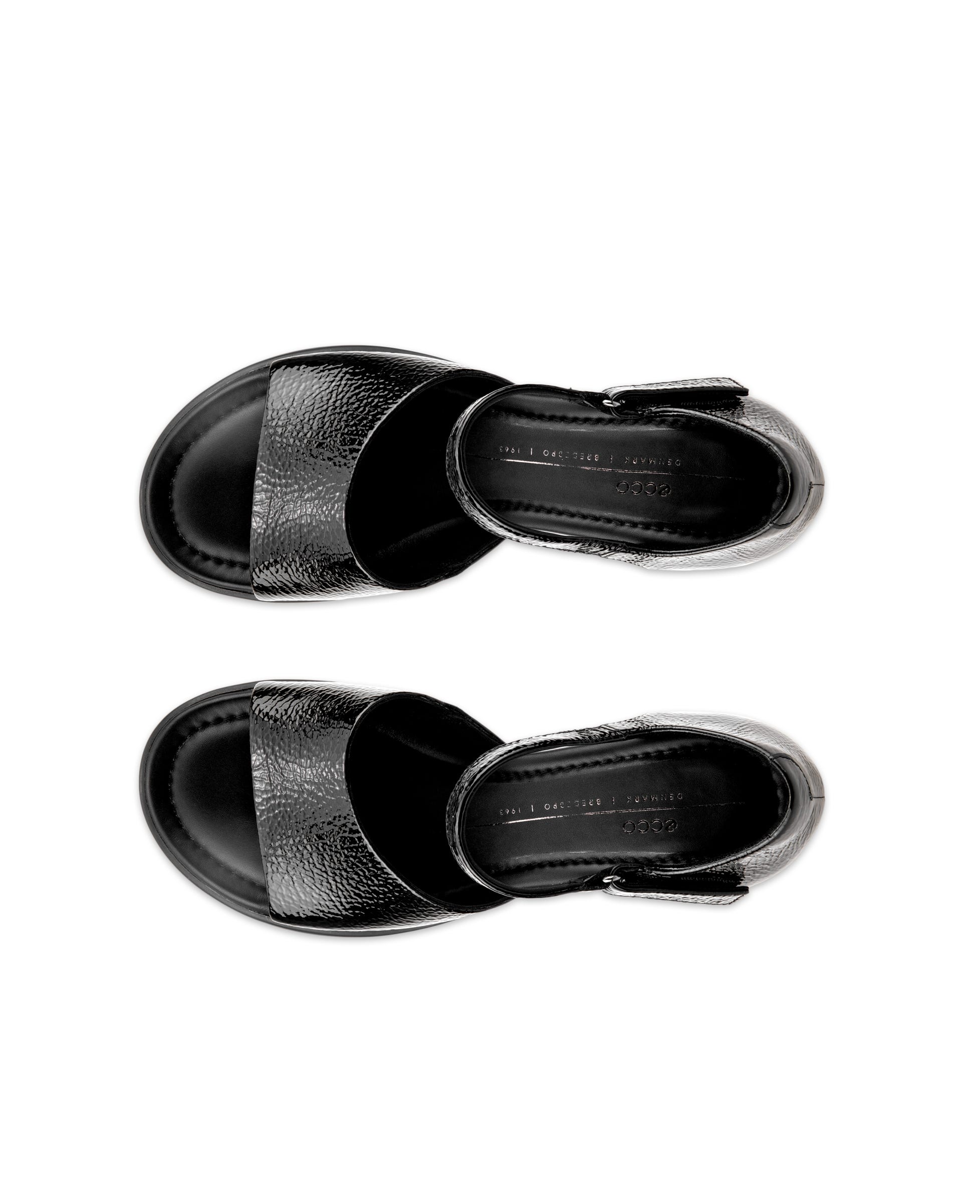 Women's ECCO® Sculpted LX 55 Leather Heeled Sandal - Black - Top left pair