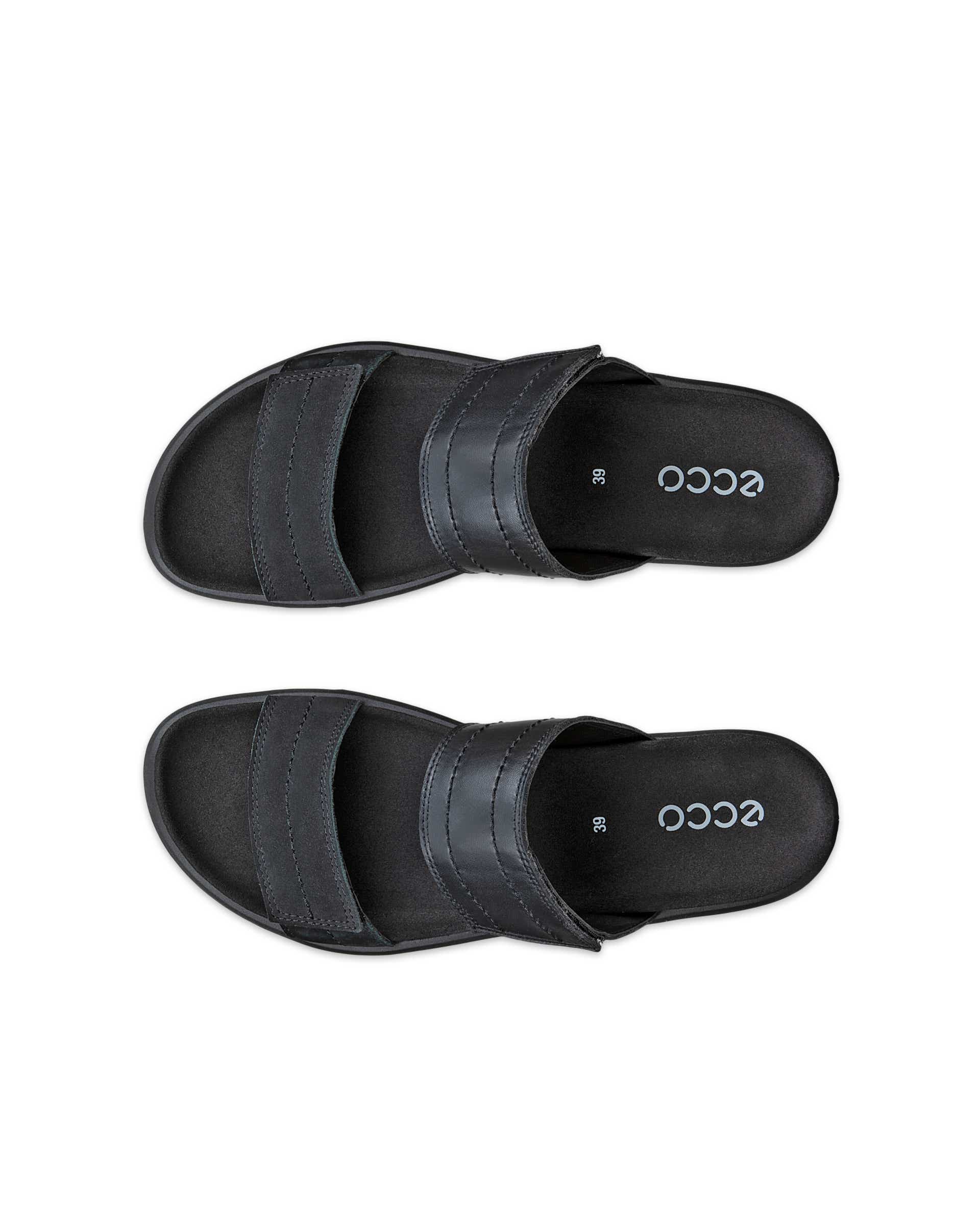 ECCO SOFT WOMEN'S SLIDE SANDAL  - Black - Top left pair