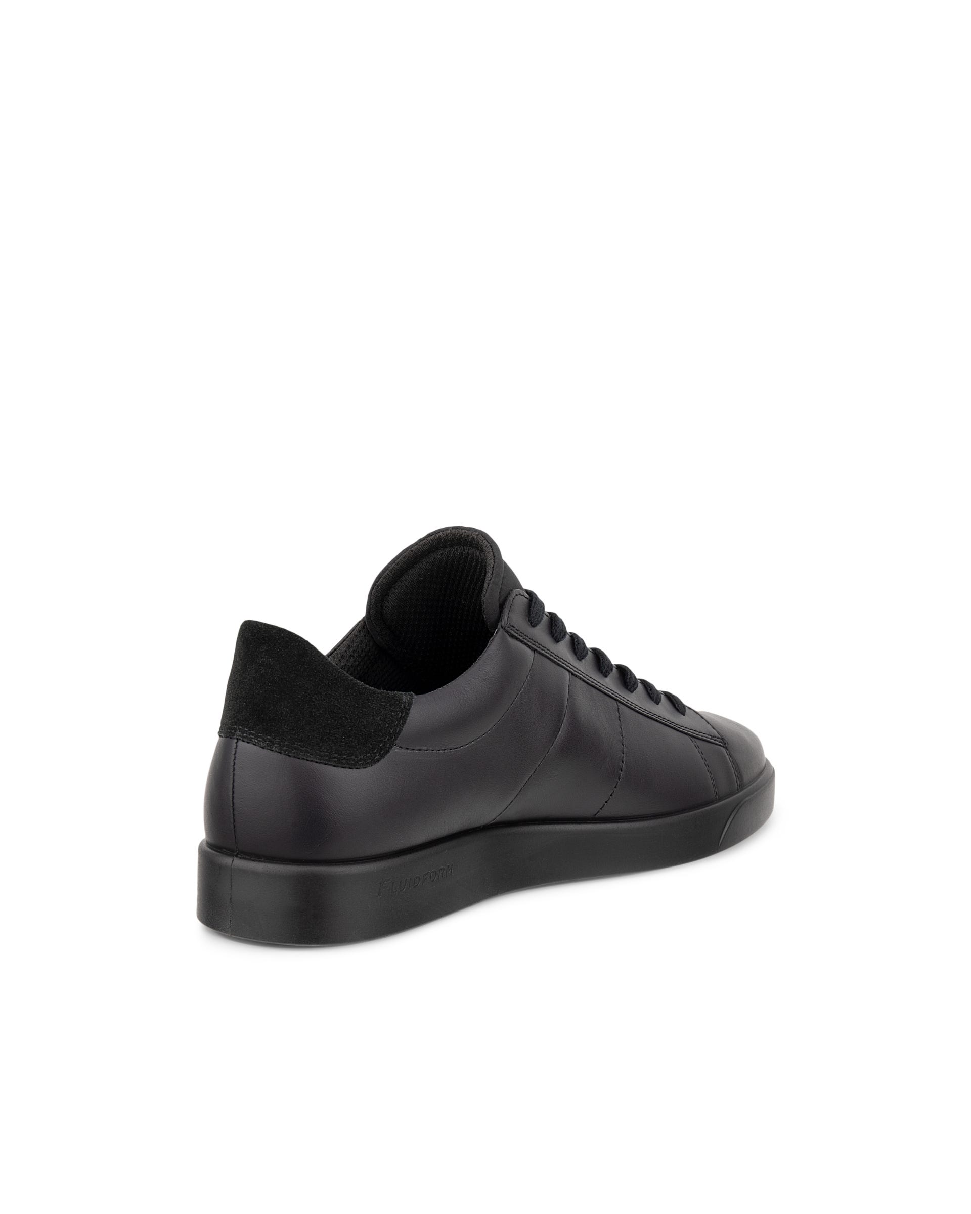 Men's ECCO® Street Lite Leather Trainer - Black - Back