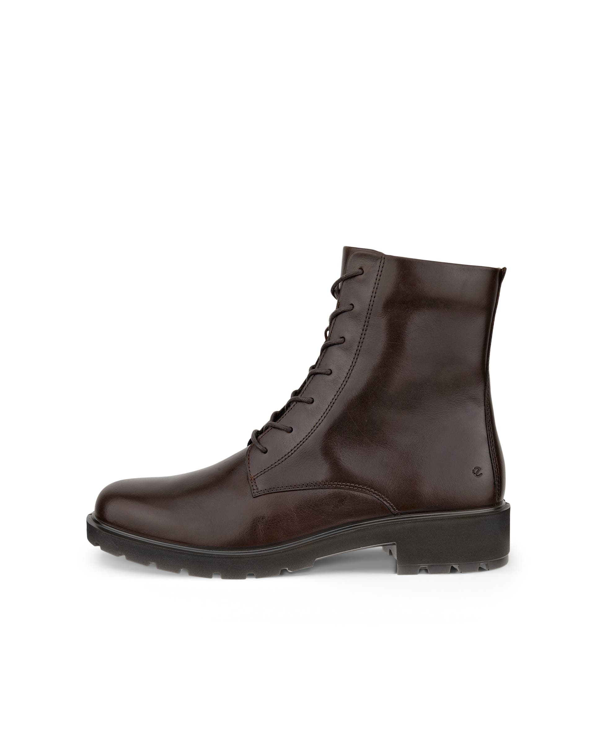 Damskie skórzane sznurowane buty ECCO® METROPOLE VIENNA - Brązowy - Outside