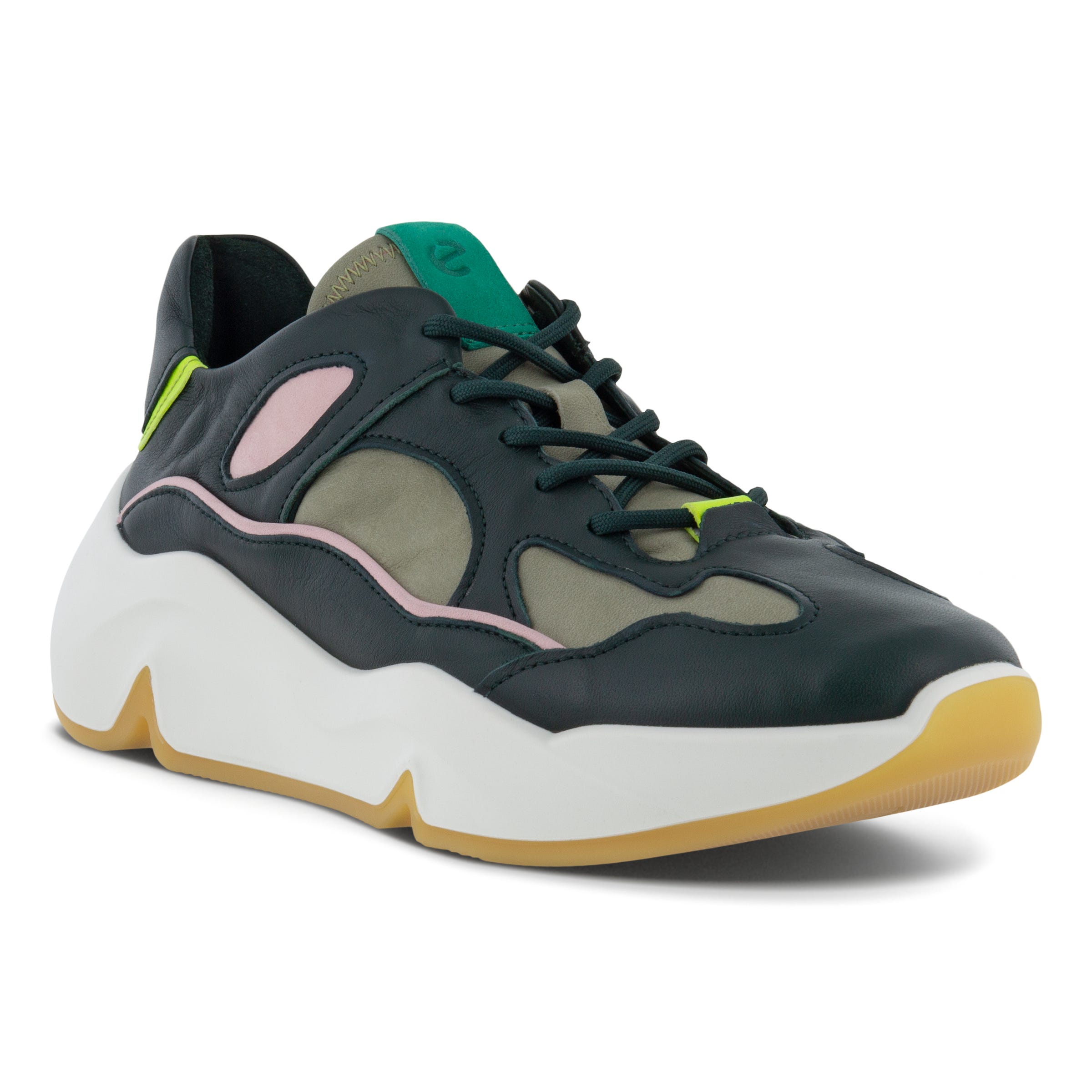 Women's ECCO® Chunky Sneaker Leather Platform Sneaker - Green - Main