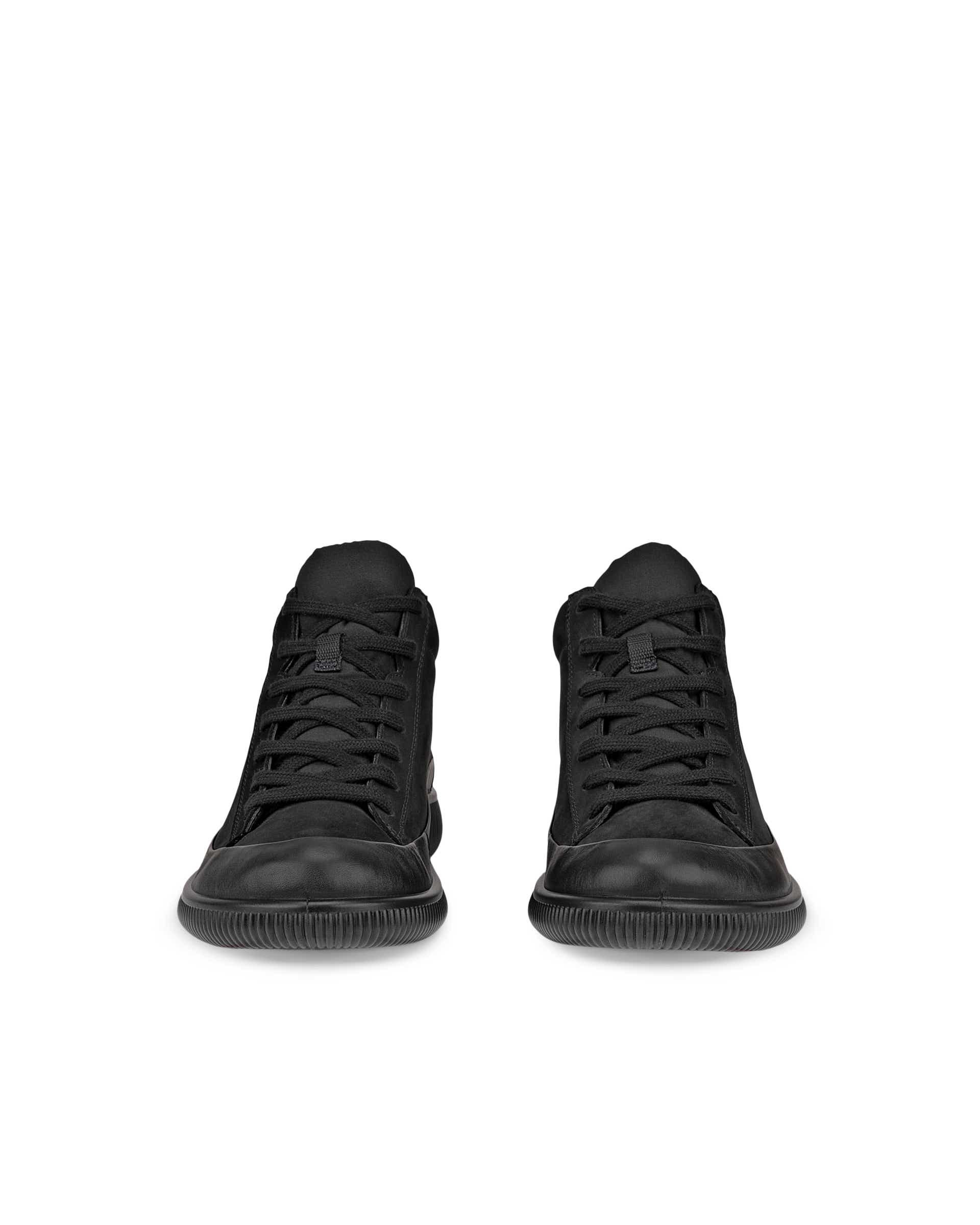 ECCO® SOFT ZERO ženske vodootporne srednje čizme od nubuka - Crna - Front pair